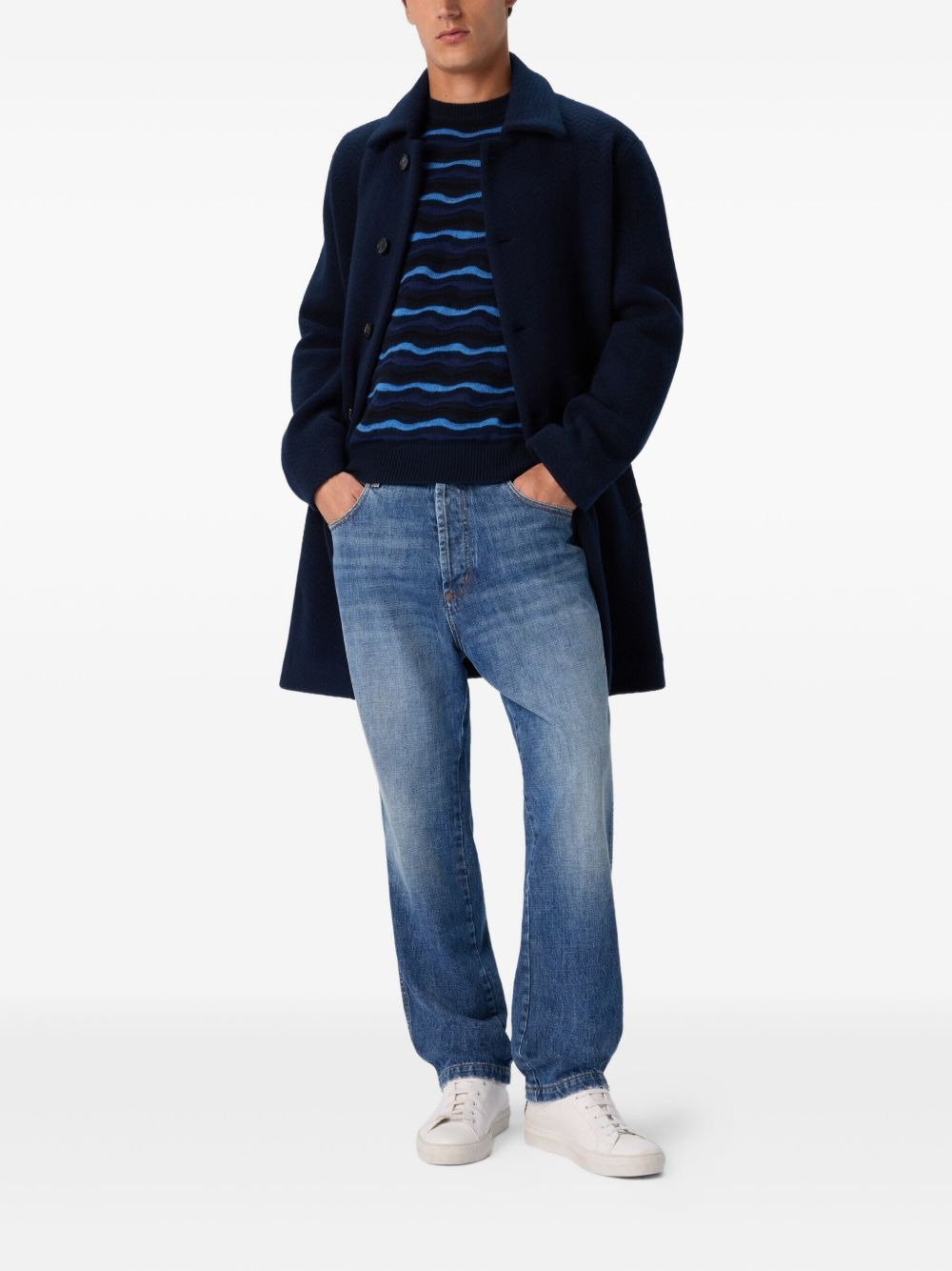 herringbone wool coat - 2