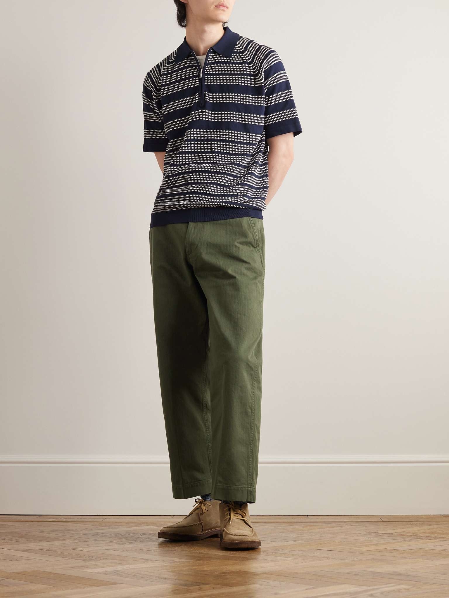 Straight-Leg Herringbone Cotton Trousers - 2