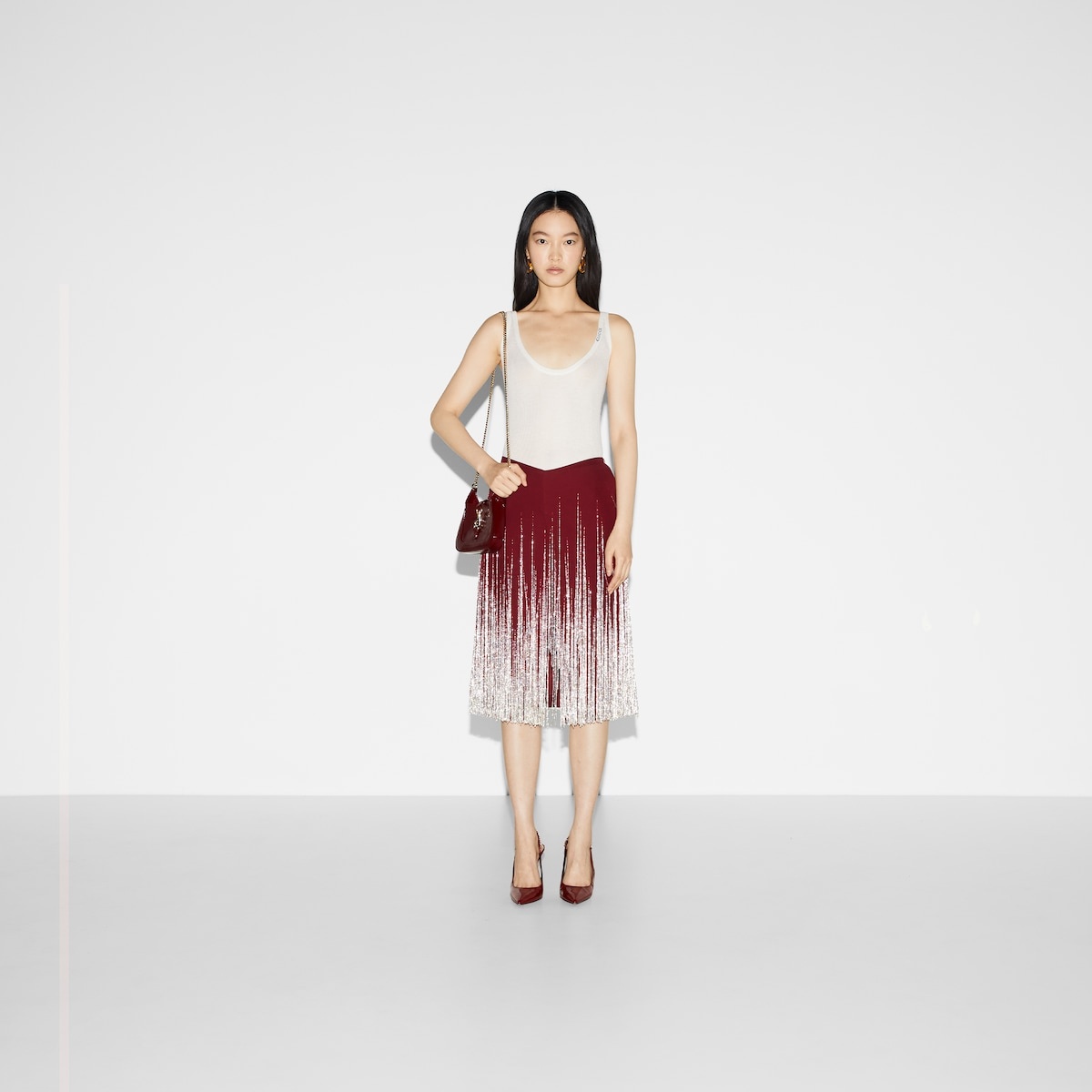 Crystal fringe embroidered skirt - 2