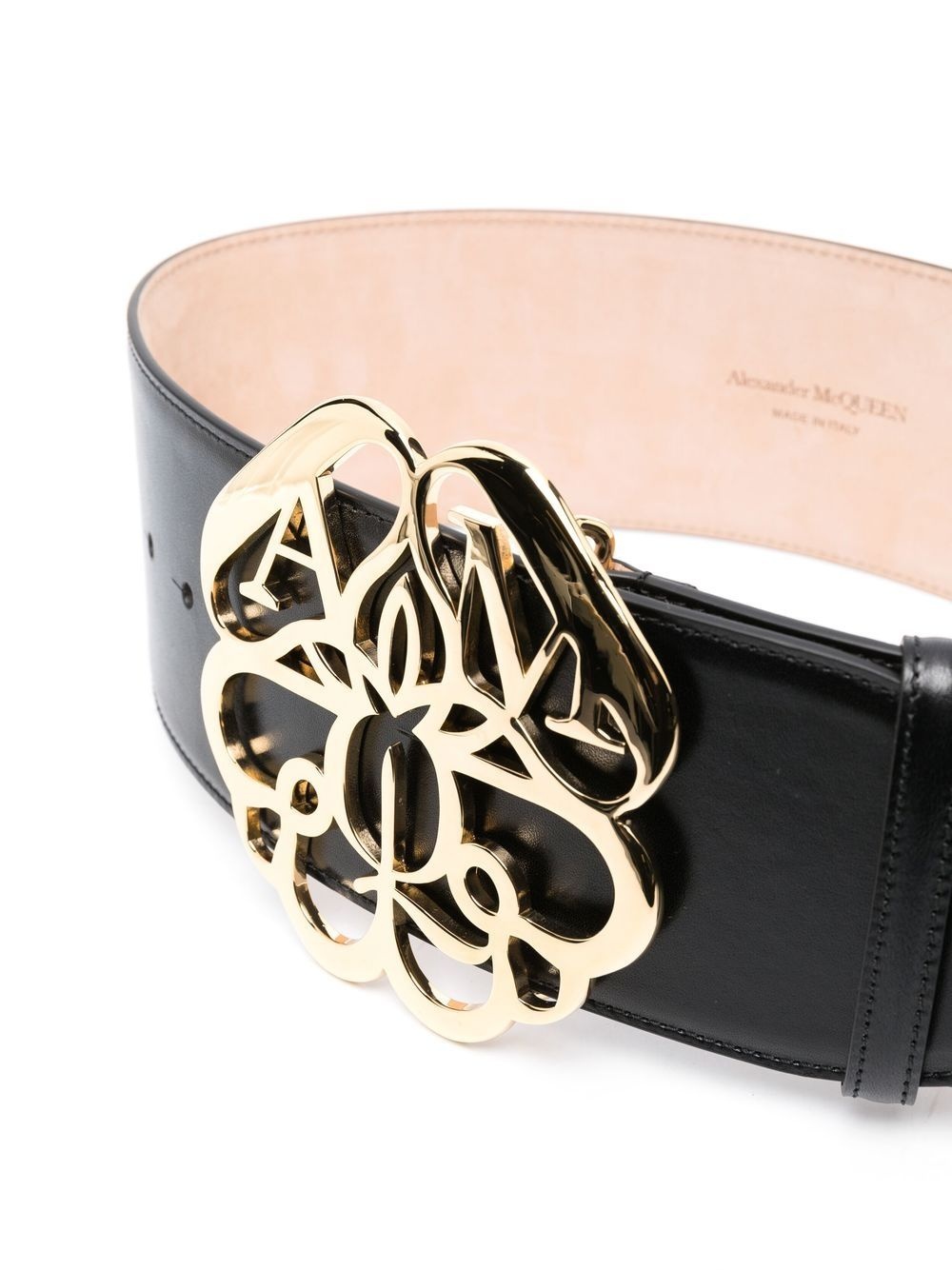 logo-plaque leather belt - 2