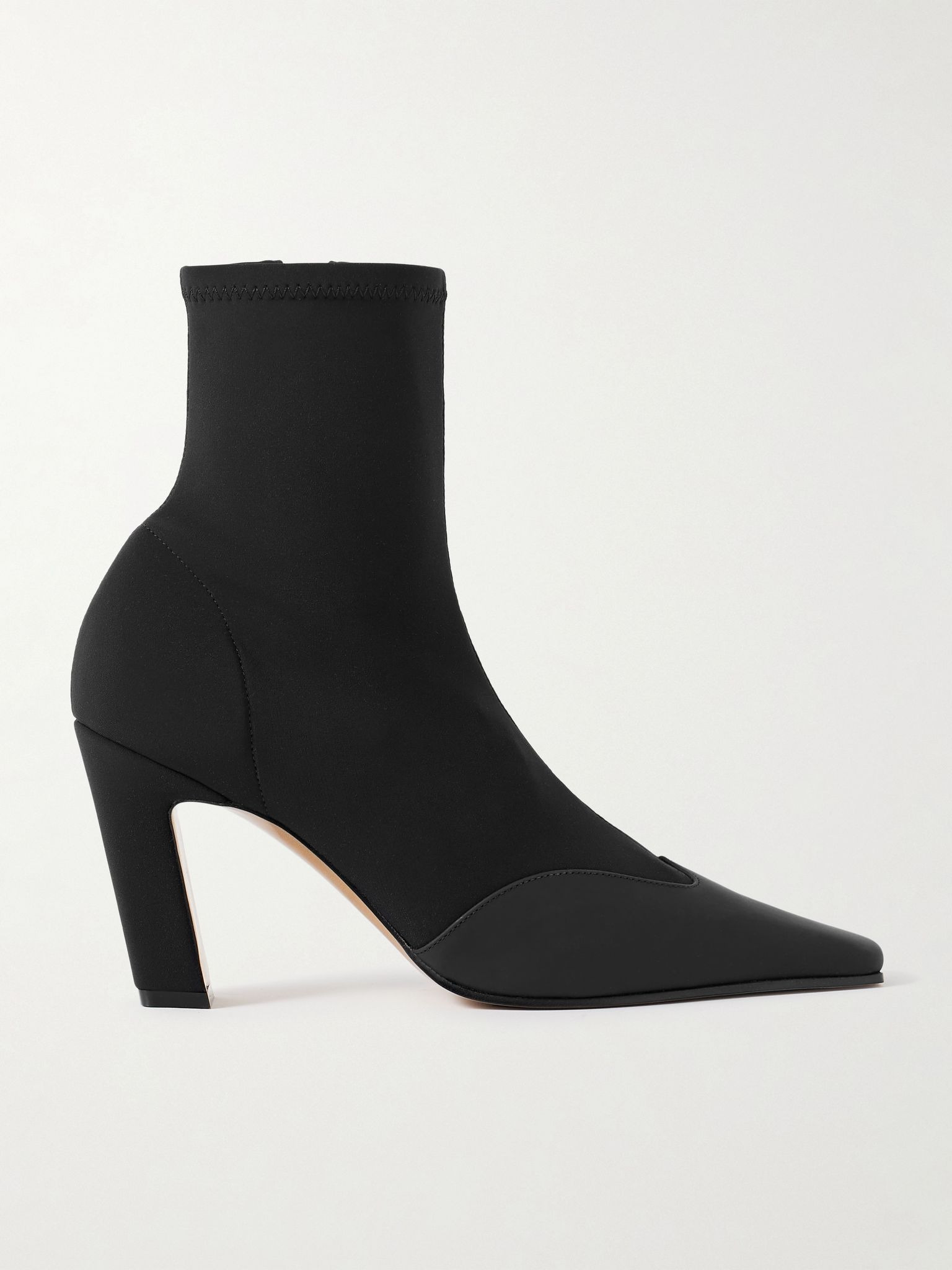 Nevada leather-trimmed stretch-knit ankle boots Black - 1