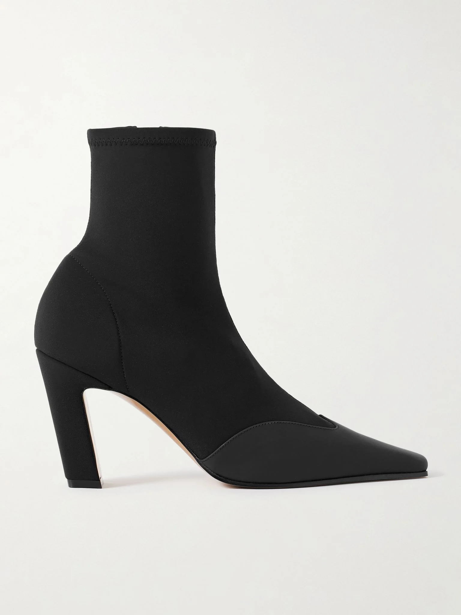 Nevada leather-trimmed stretch-knit ankle boots Black - 1