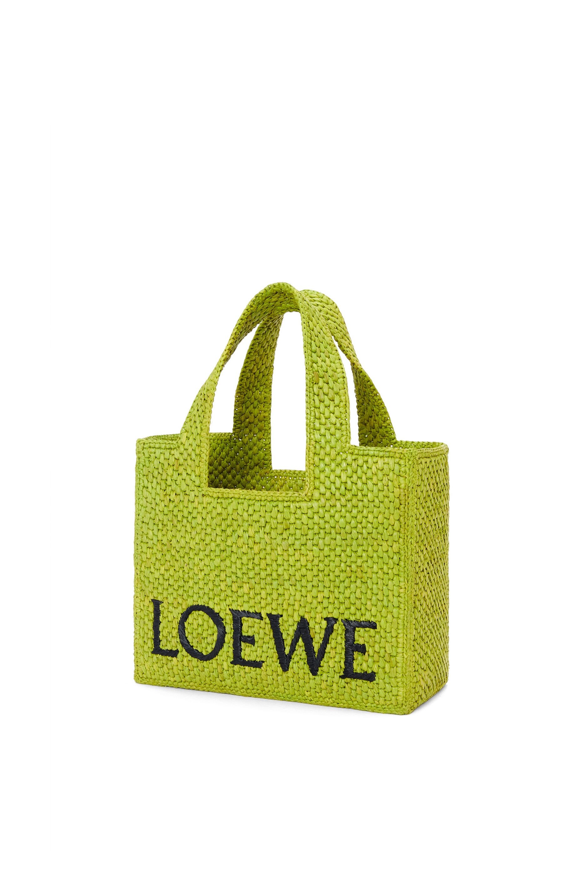 Small LOEWE Font Tote in raffia - 4