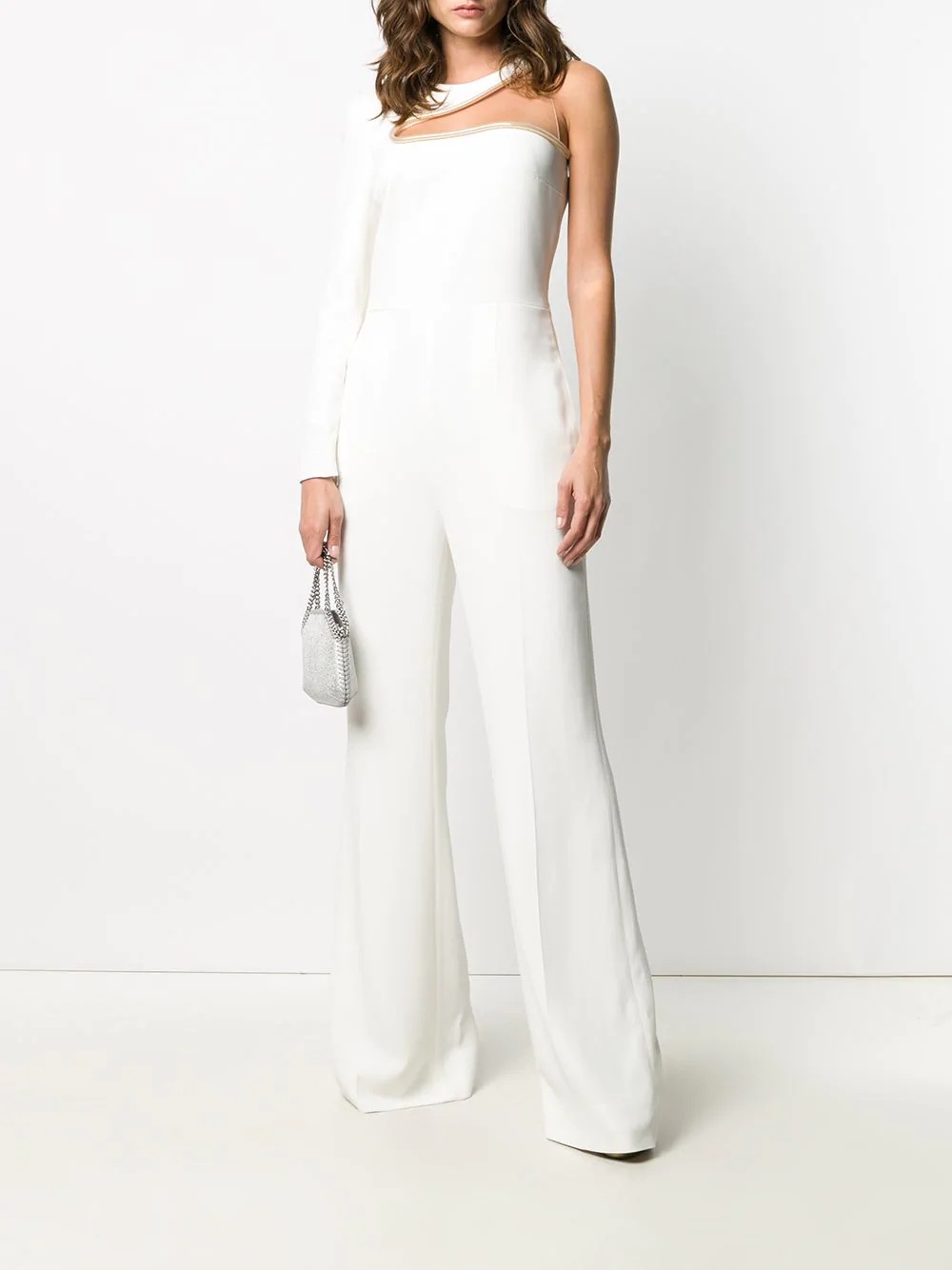 metallic trim asymmetric jumpsuit - 2