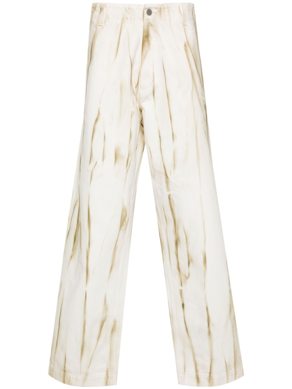 abstract-print cotton jeans - 1