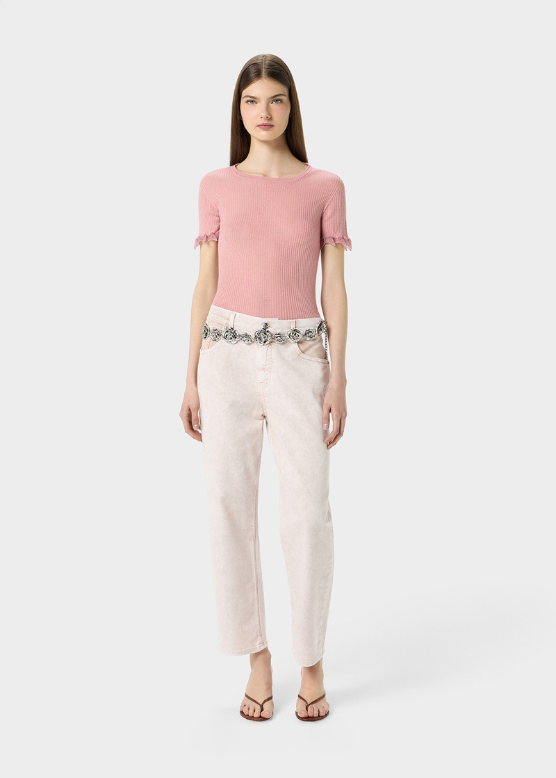 Blumarine RIBBED SWEATER WITH LAMÉ SCALLOPED HEM outlook