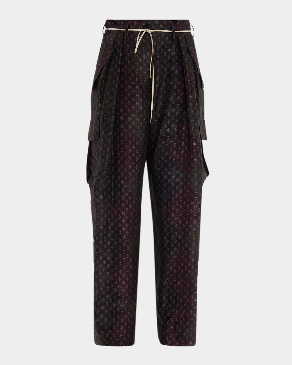 Polk Multi-Print Silk Straight-Leg Cargo Pants - 1
