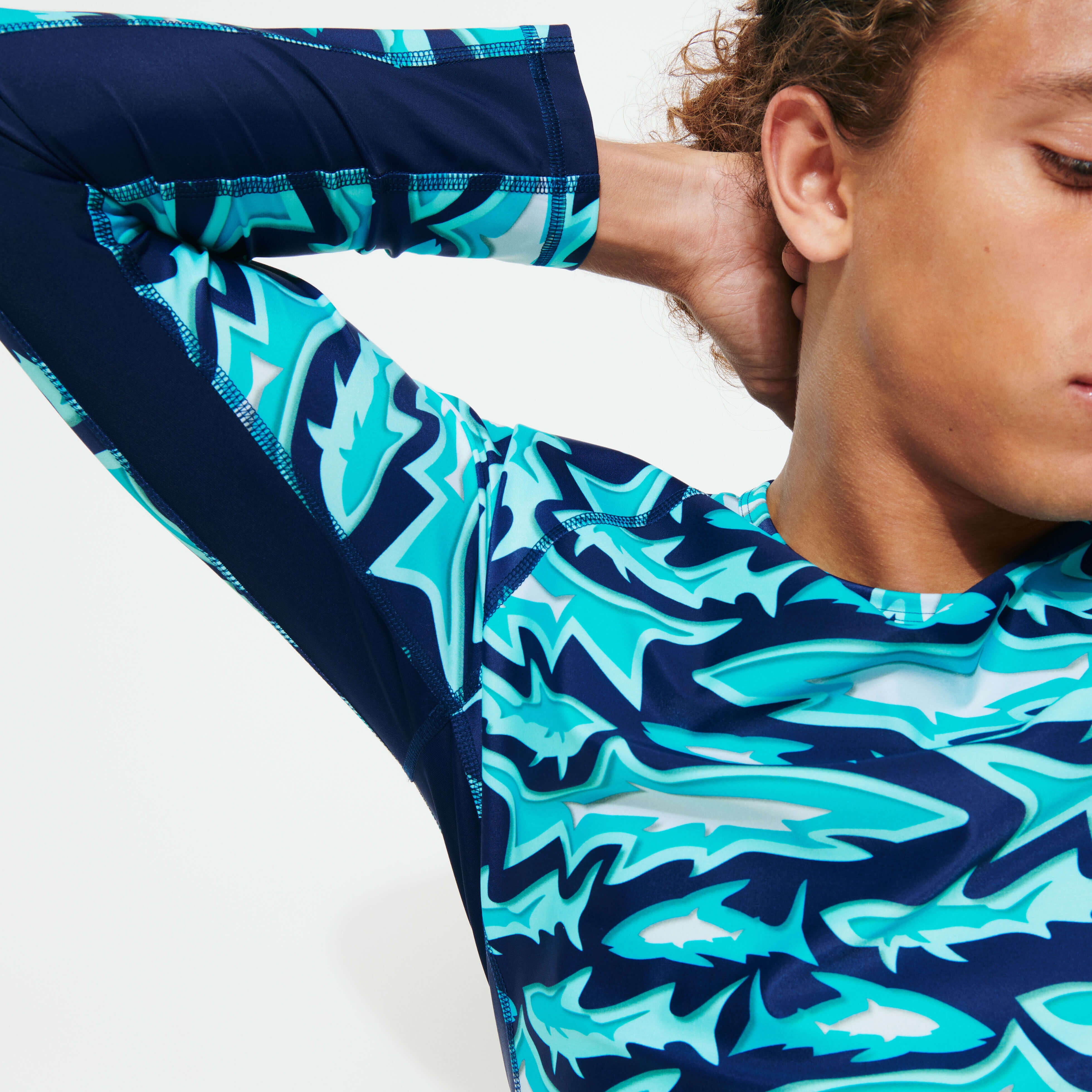 Men Long Sleeves Rashguard Requins 3D - 5