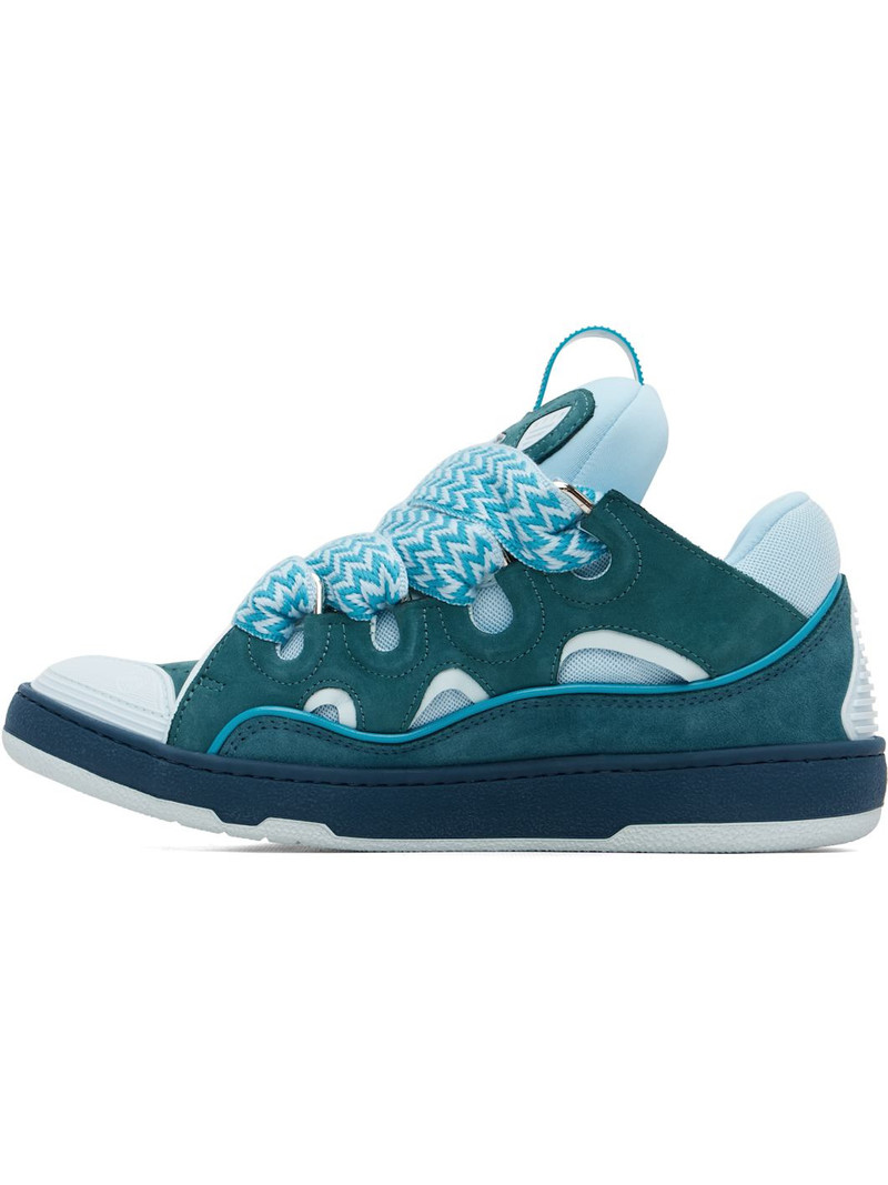 Lanvin Blue Bicolor Curb Sneakers outlook
