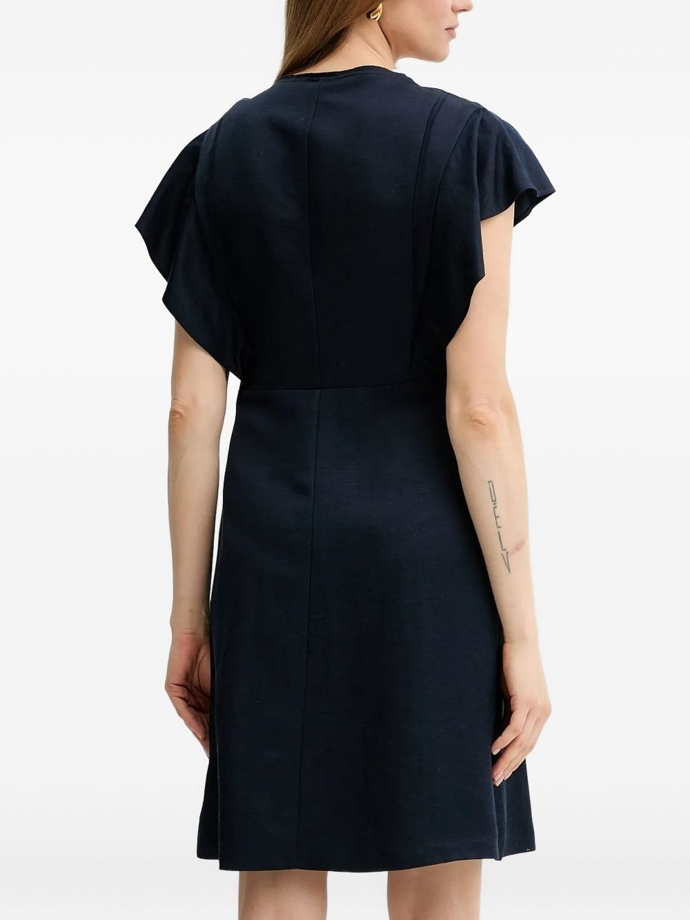 flutter-sleeve keyhole midi dress - 2