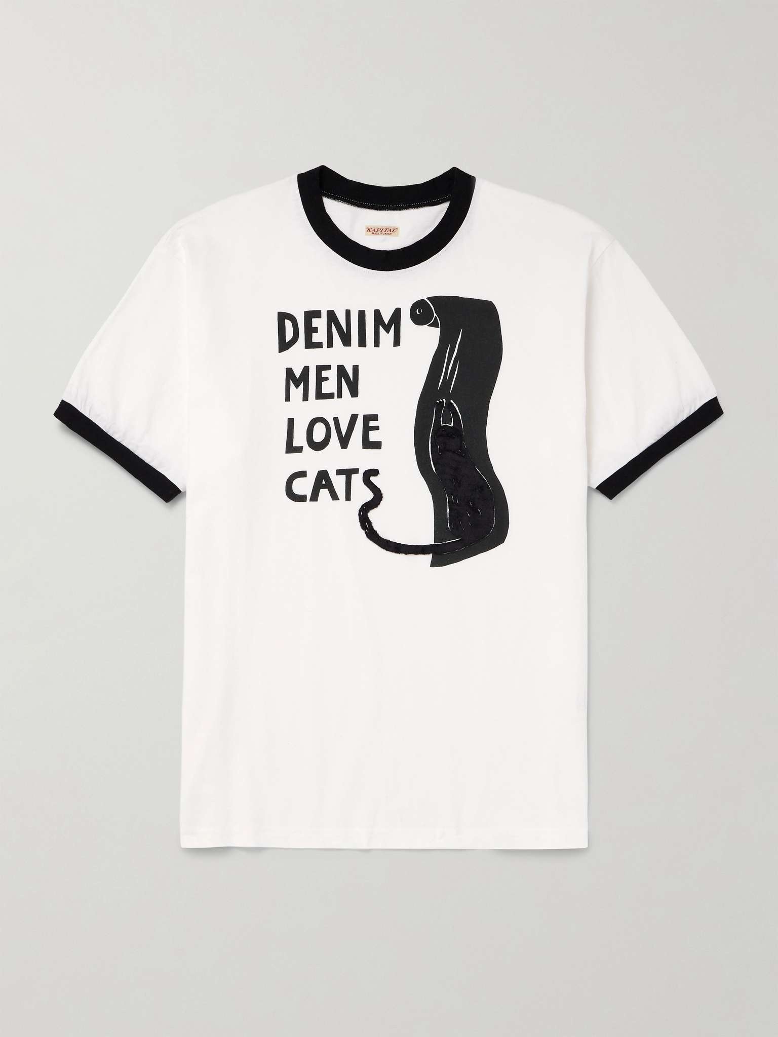 Flocked Printed Cotton-Jersey T-Shirt - 1