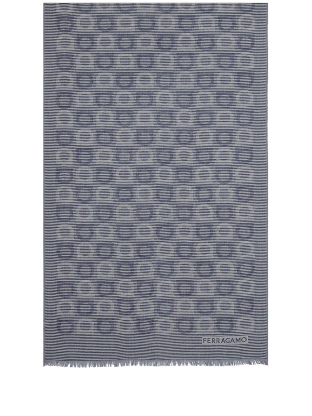 Gancini-print frayed-hem scarf - 1