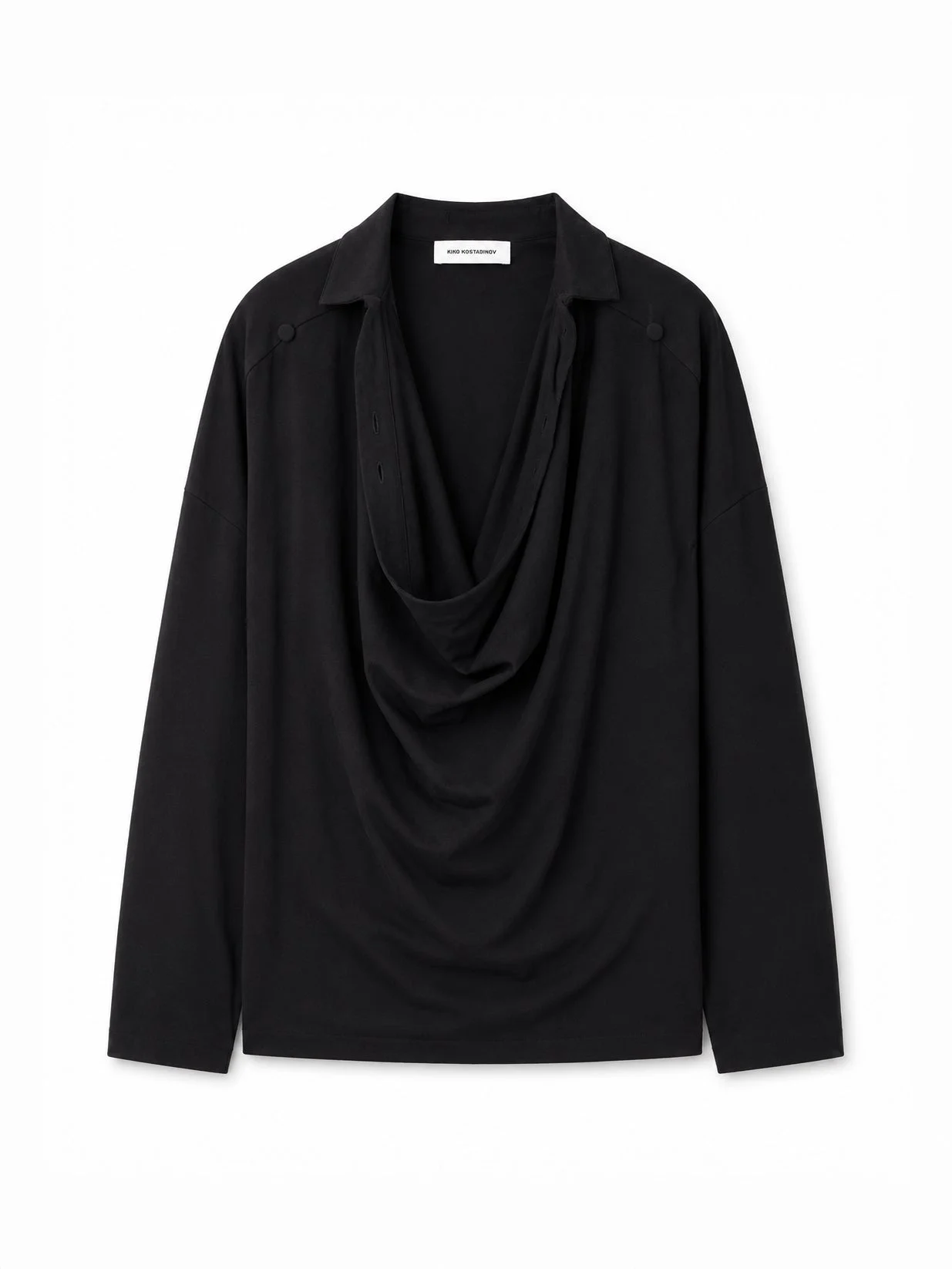 ISKAR DRAPED SHIRT - TRUE BLACK - 1
