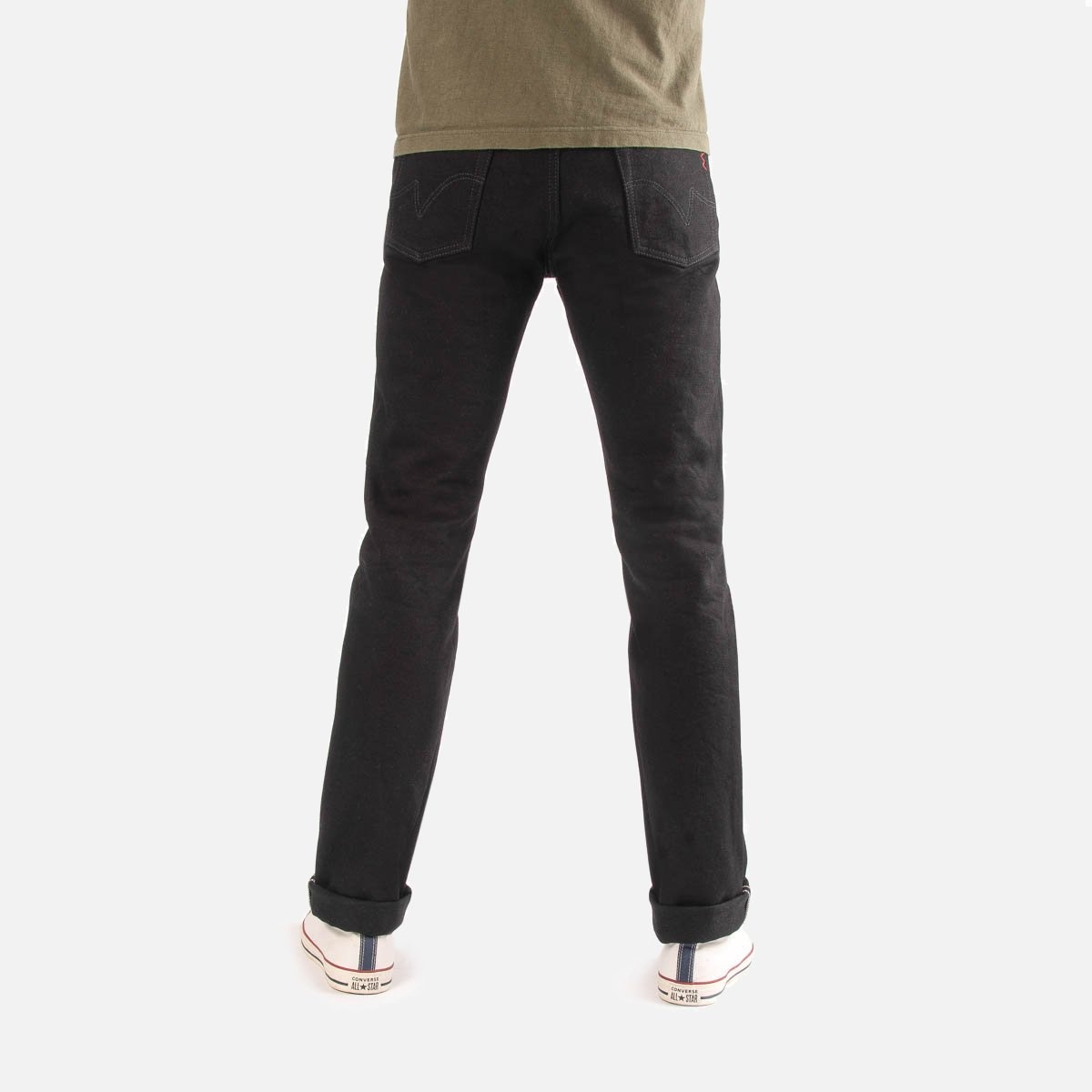 IH-888S-SBG 21oz Selvedge Denim Medium/High Rise Tapered Cut Jeans -  Superblack (Fades To Grey) - 3