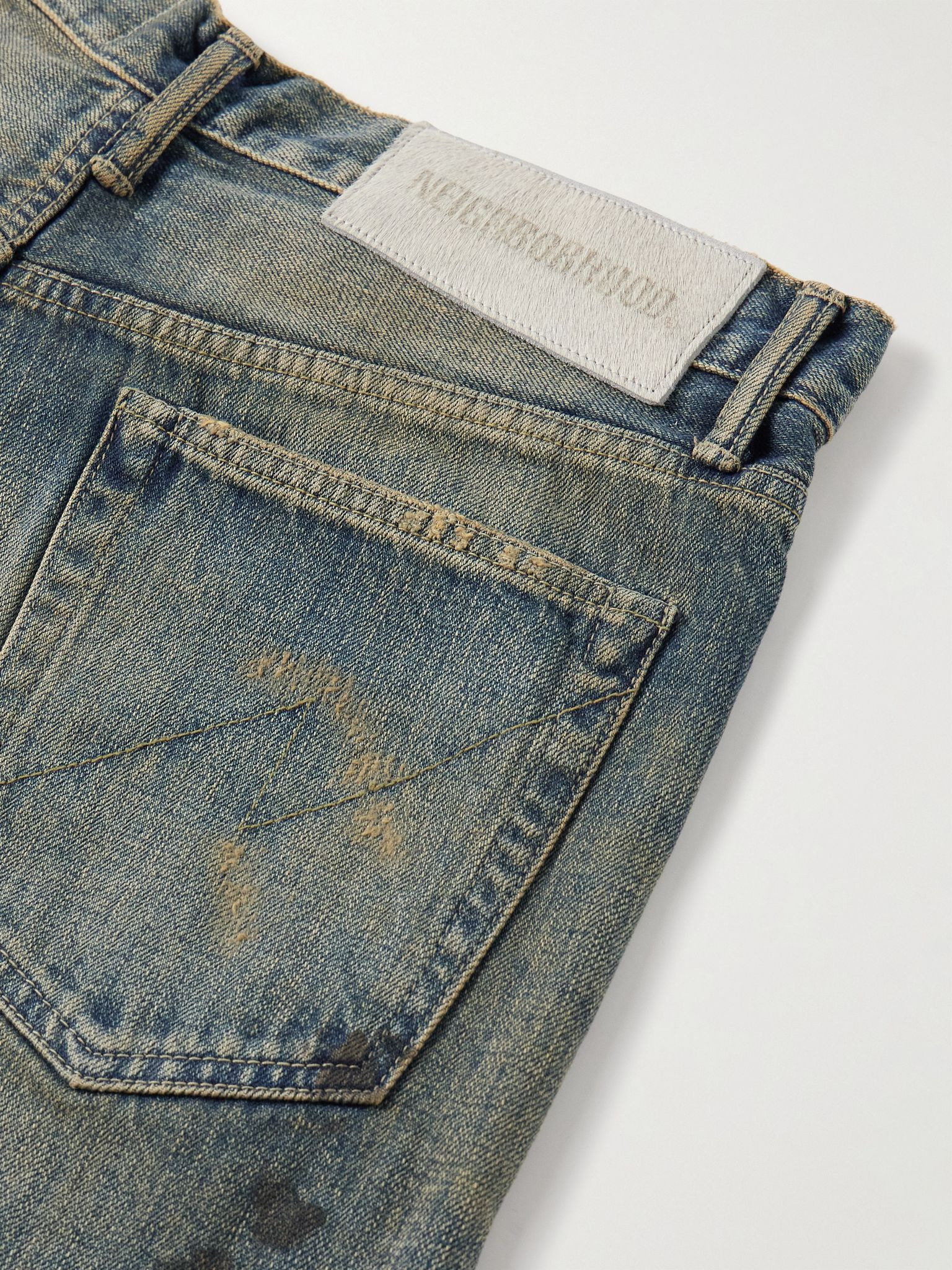 Savage Straight-Leg Distressed Selvedge Jeans Blue - 5