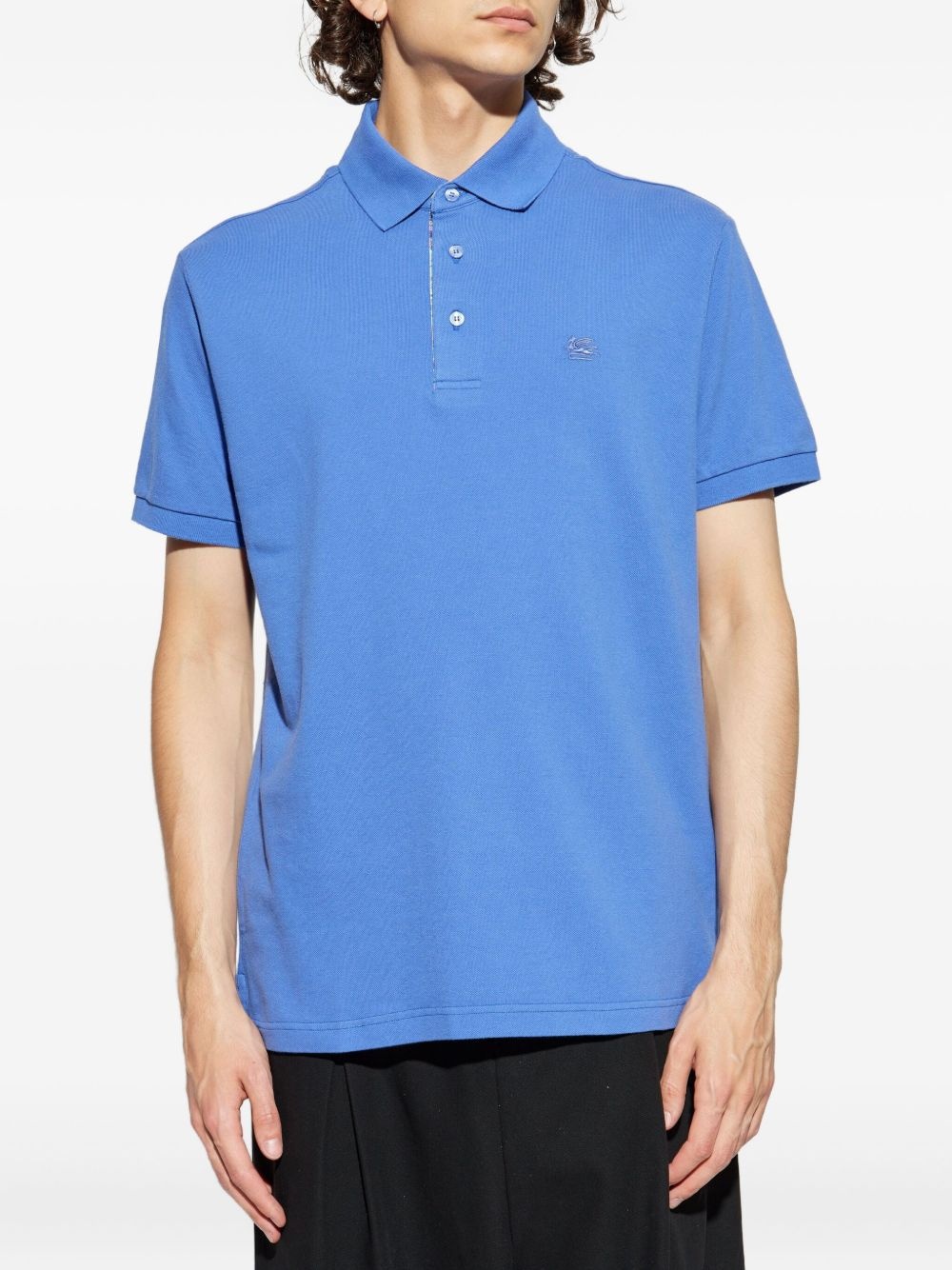 Pegaso-motif cotton polo shirt - 3