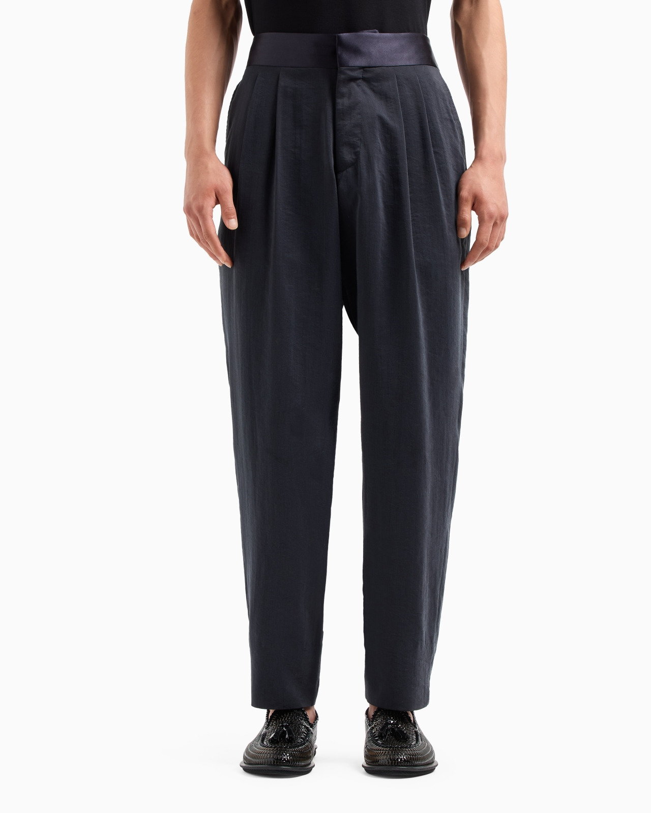 WASHED, SILK-BLEND, TWO-PLEAT TROUSERS - 4