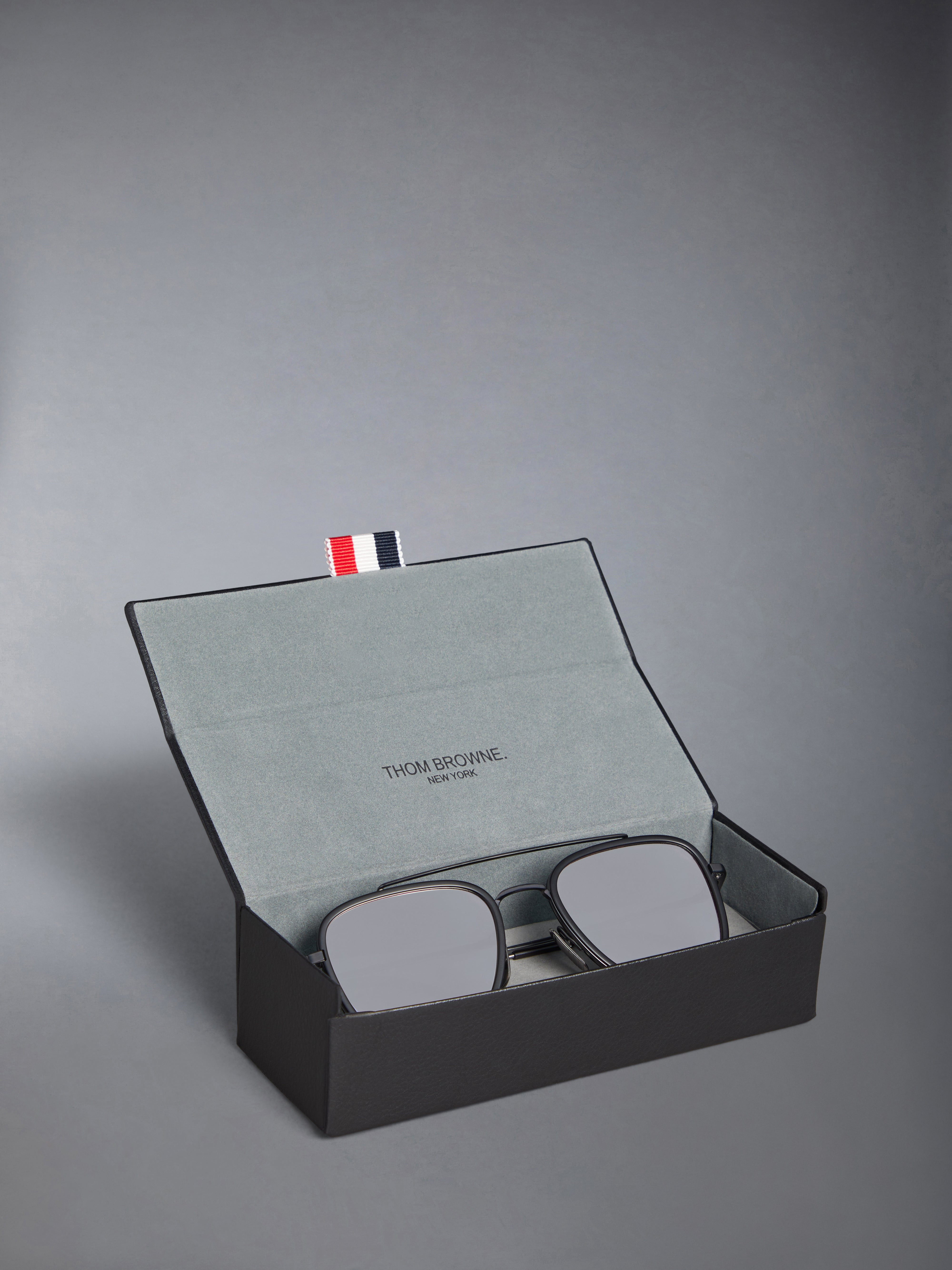 Acetate And Titanium Rectangular Aviator Sunglasses - 8