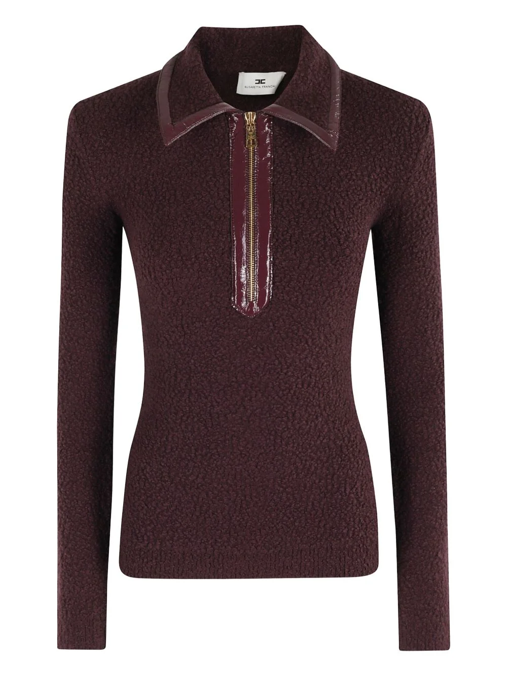 bouclé-knit polo-shirt top - 1