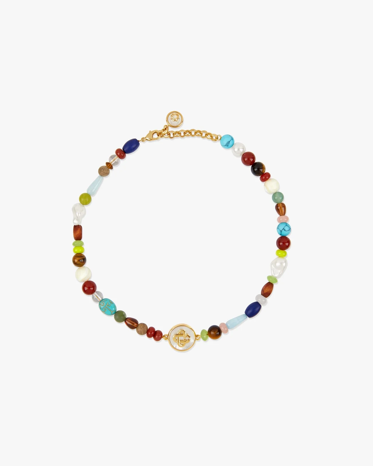 Multi‑Colour Organic Stone Beaded Necklace - 1