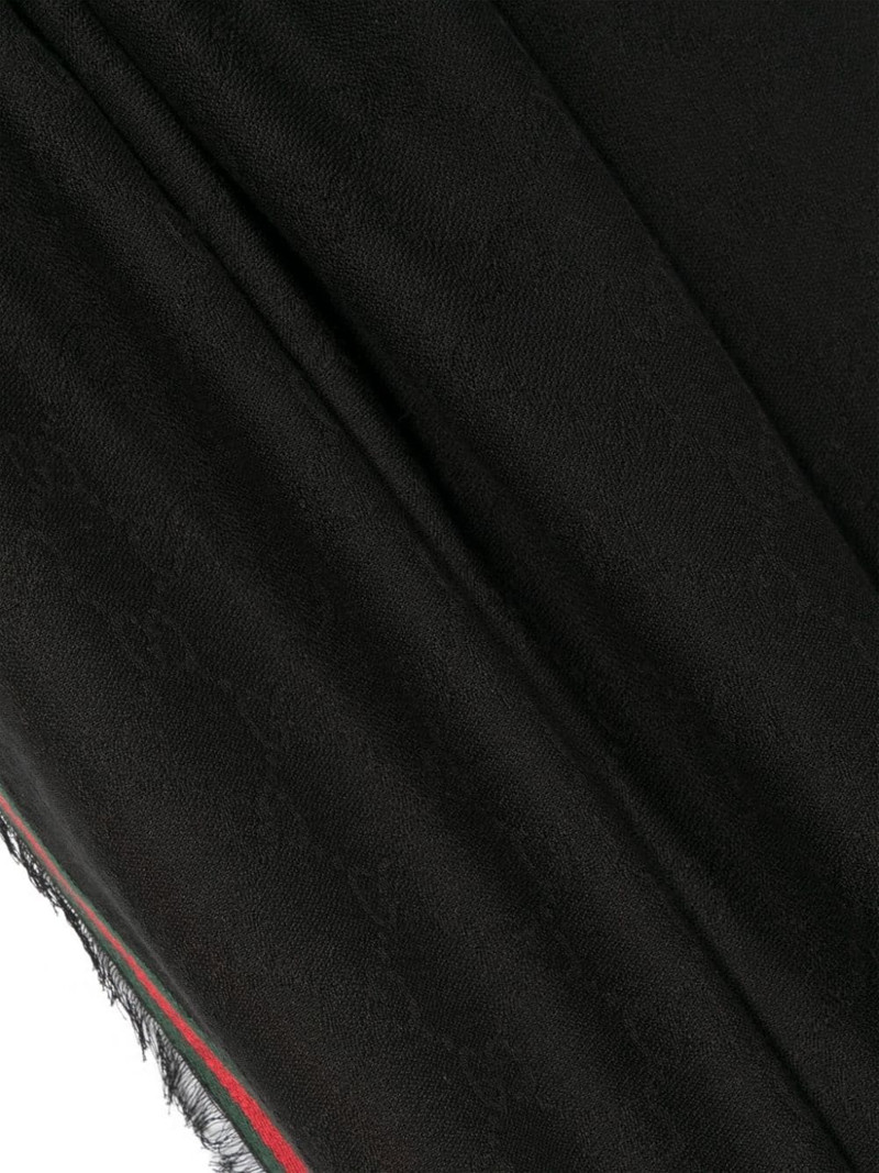 GUCCI Web-stripe frayed scarf outlook