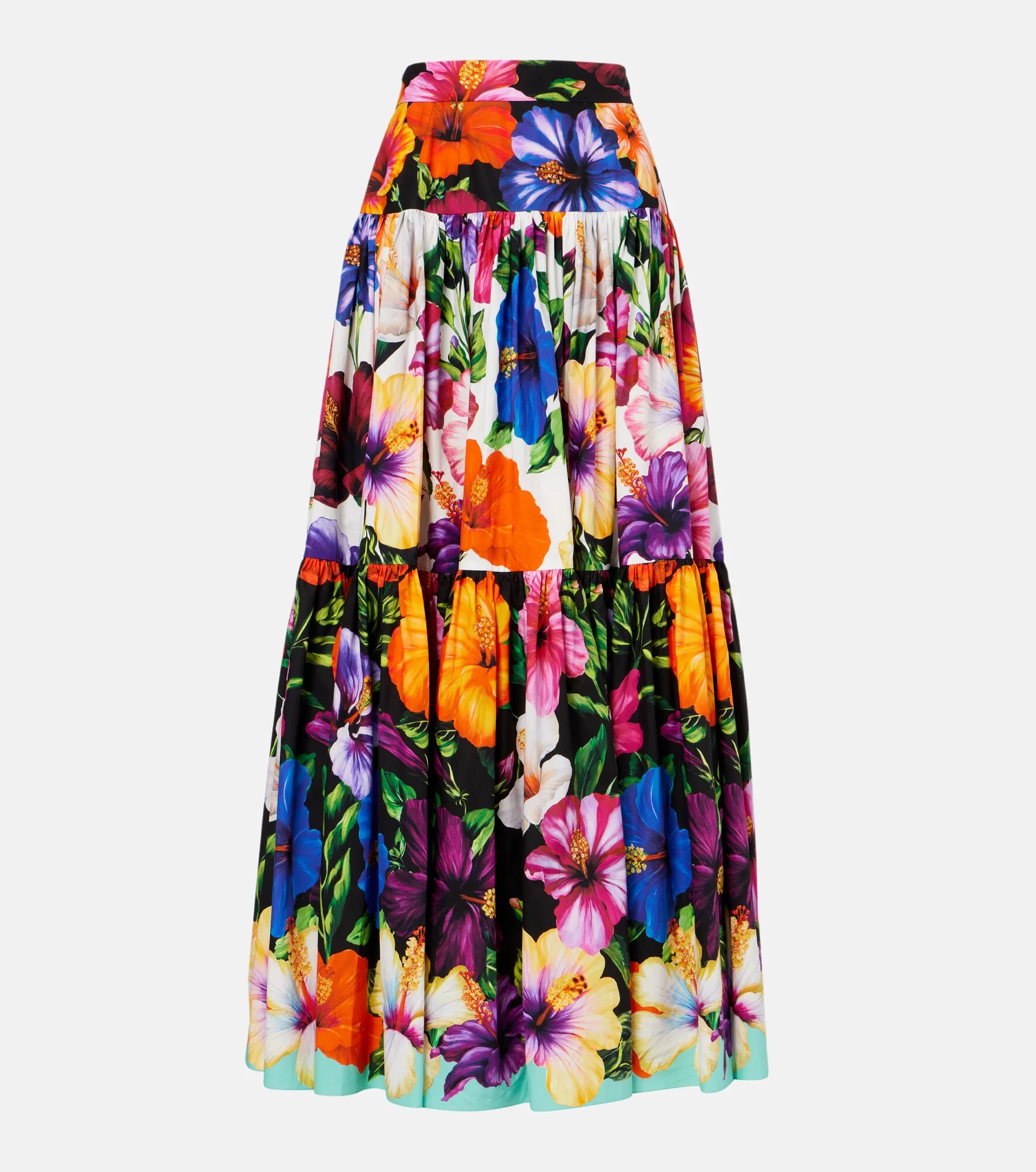 Floral tiered cotton maxi skirt - 1