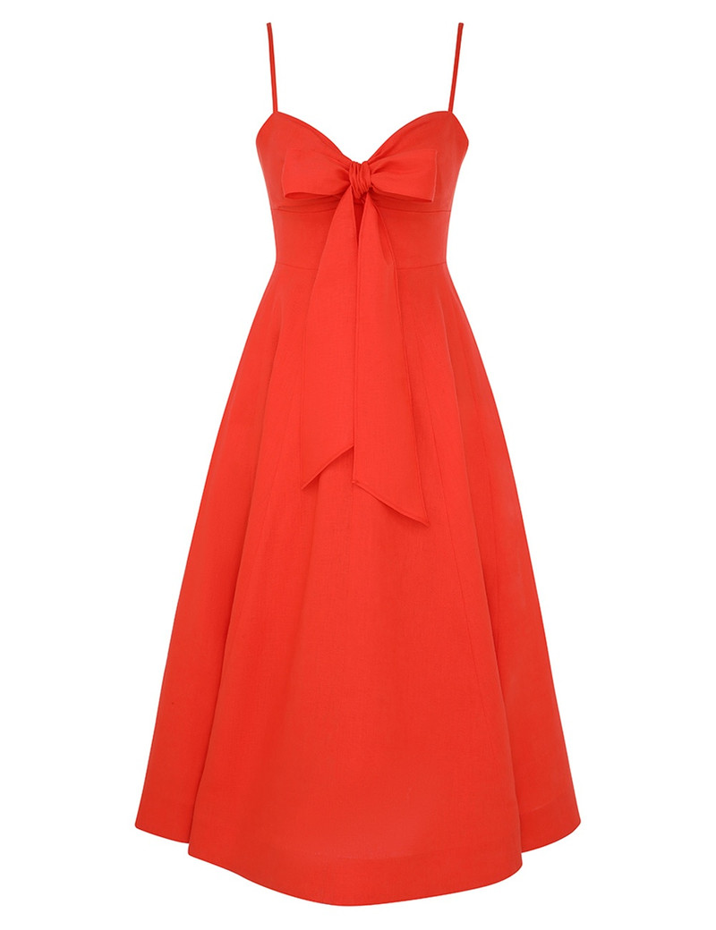 CRUSH TIE FRONT MIDI DRESS - 1