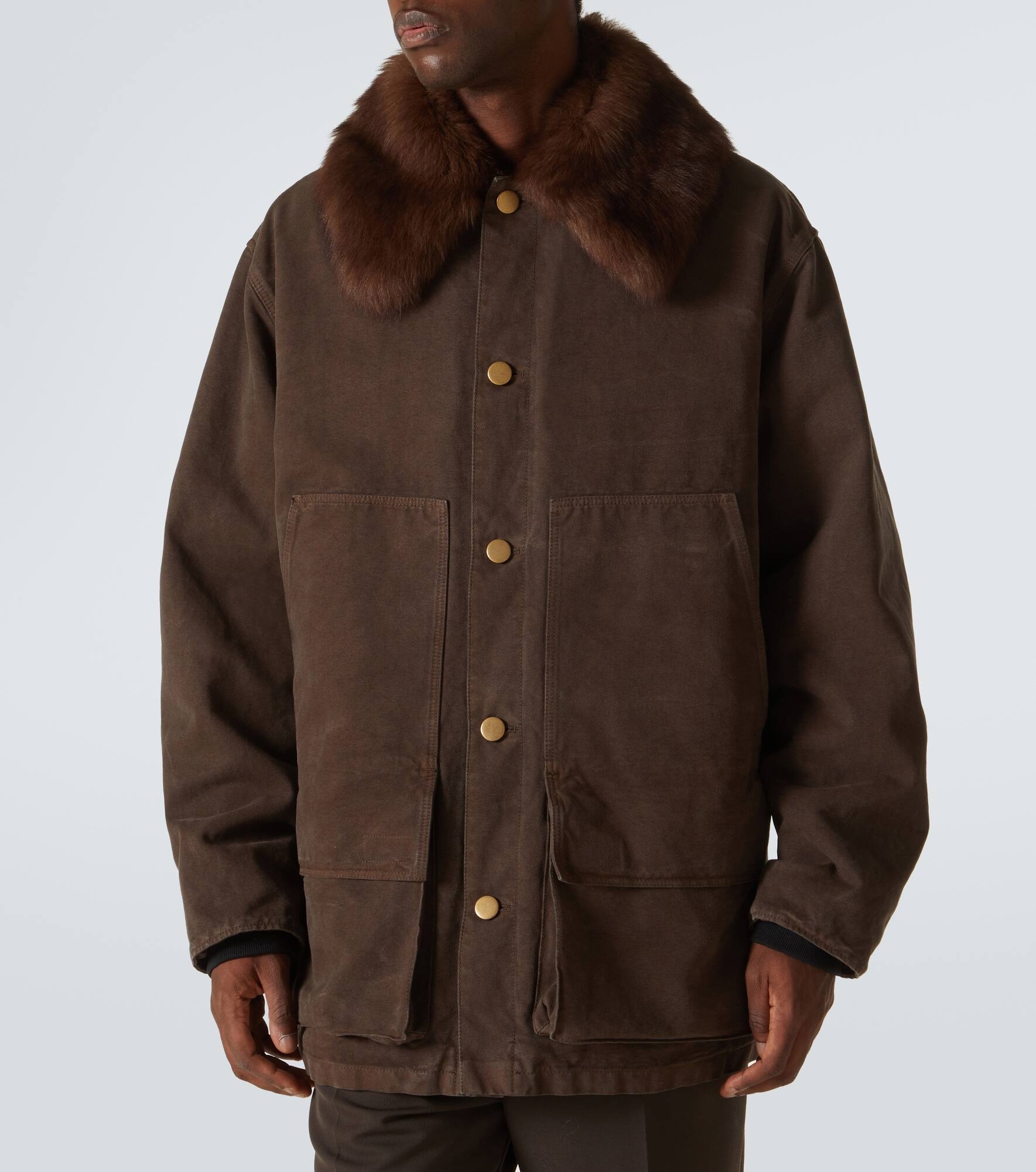 Shearling-trimmed cotton canvas jacket - 3