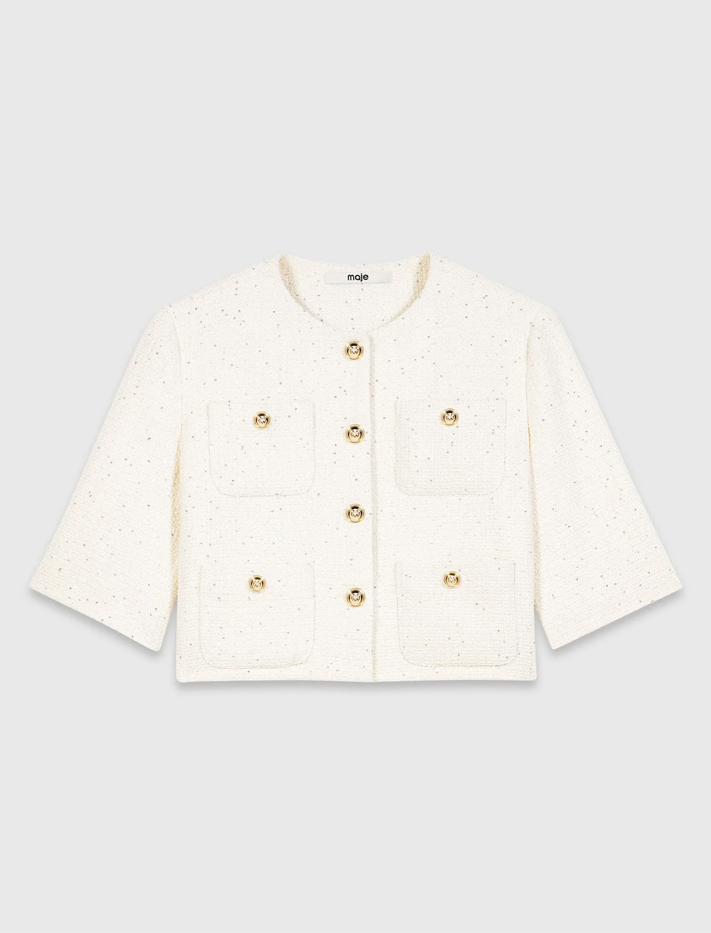 Short-sleeved tweed jacket - 1