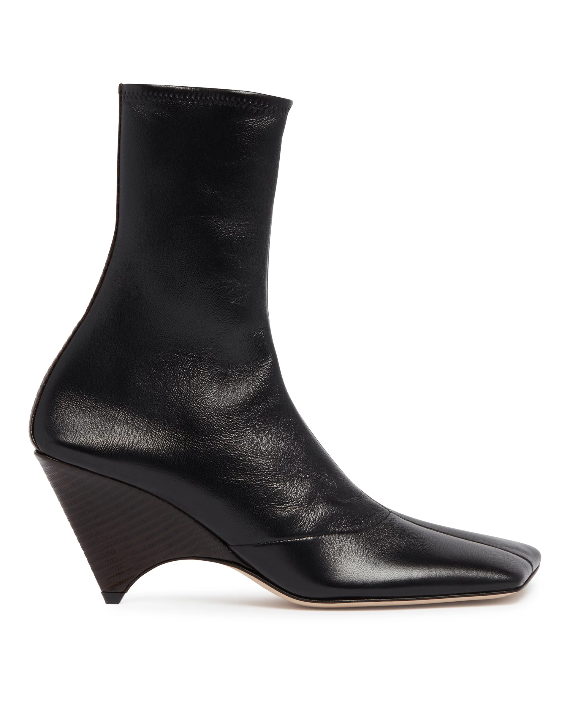 Black Leather Heeled Ankle Boots - 1