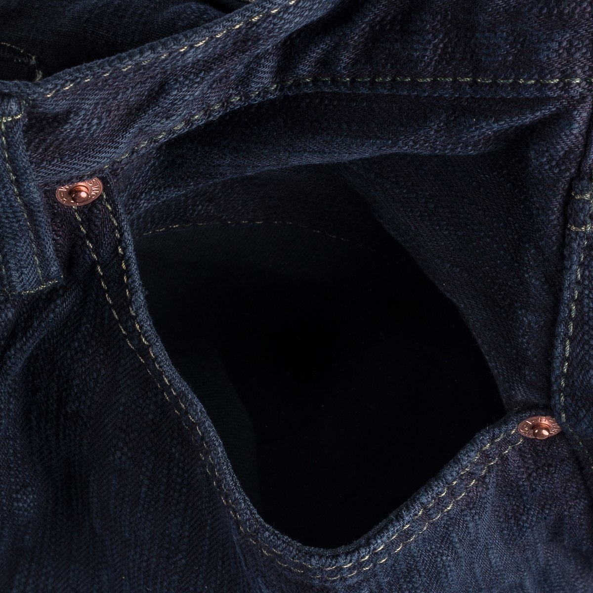 IH-888S-SLBod 16oz Slubby Selvedge Denim Relaxed Tapered Cut Jeans - Indigo Overdyed Black - 14