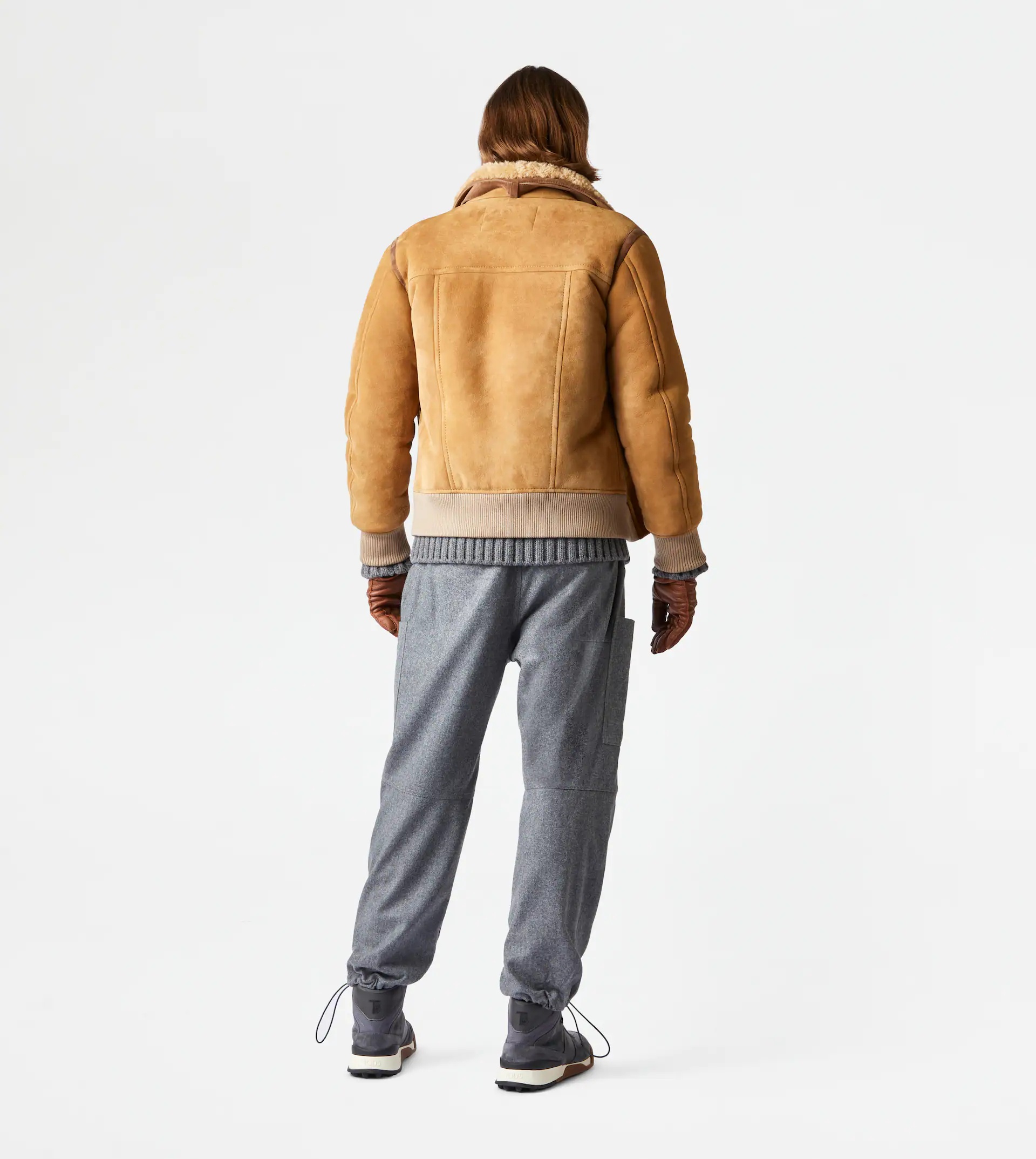 BOMBER JACKET IN SHEARLING - BEIGE - 3