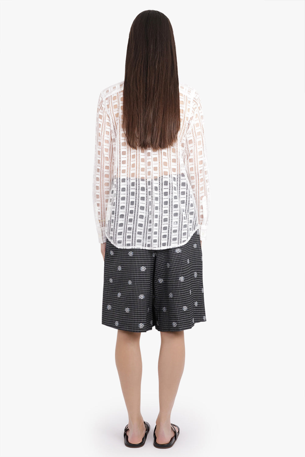 POCKET DETAIL LACE L/S SHIRT | OFF WHITE - 5