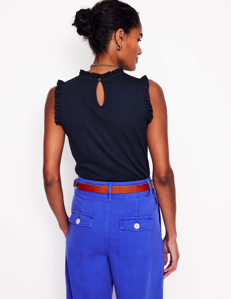 Supersoft Frill Detail Vest-Navy 4