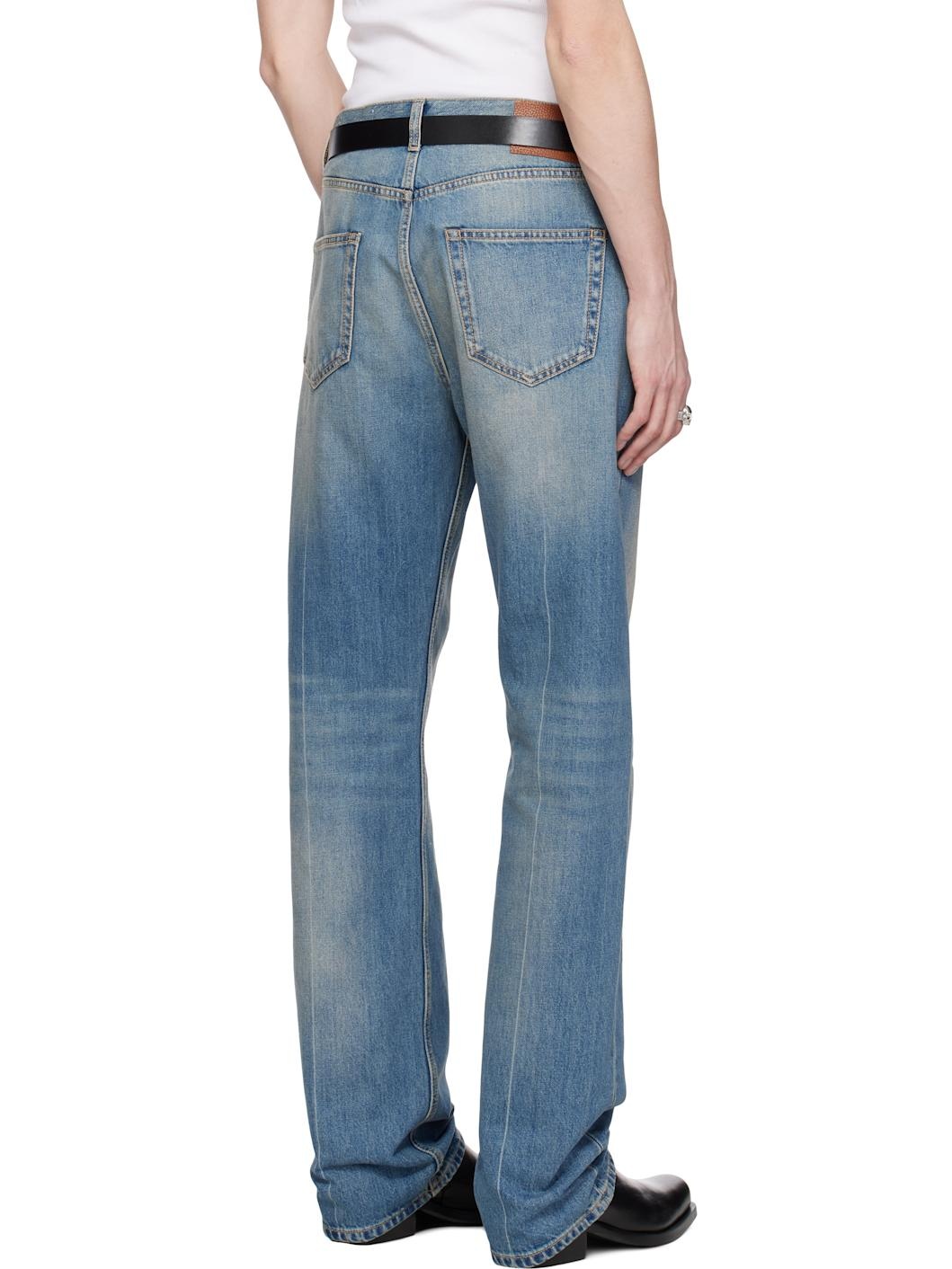Blue Straight-Leg Washed Jeans - 3