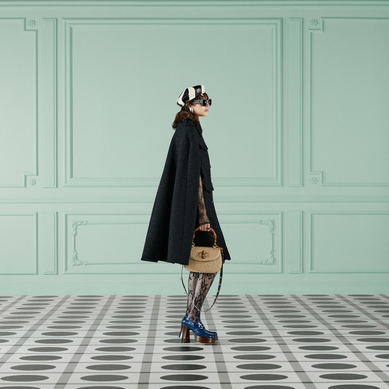 GUCCI Tweed wool cape with pockets outlook