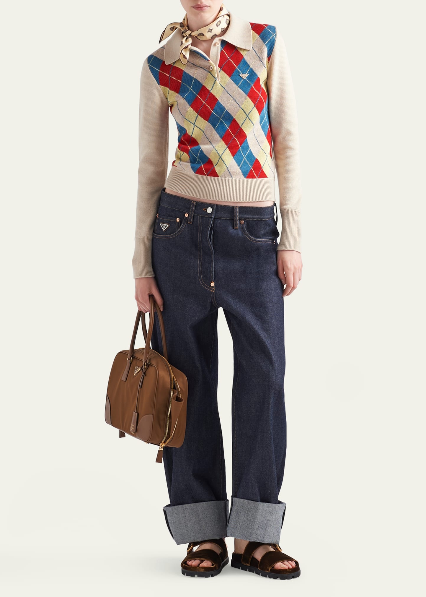 Jacquard Argyle Polo Wool Sweater - 2