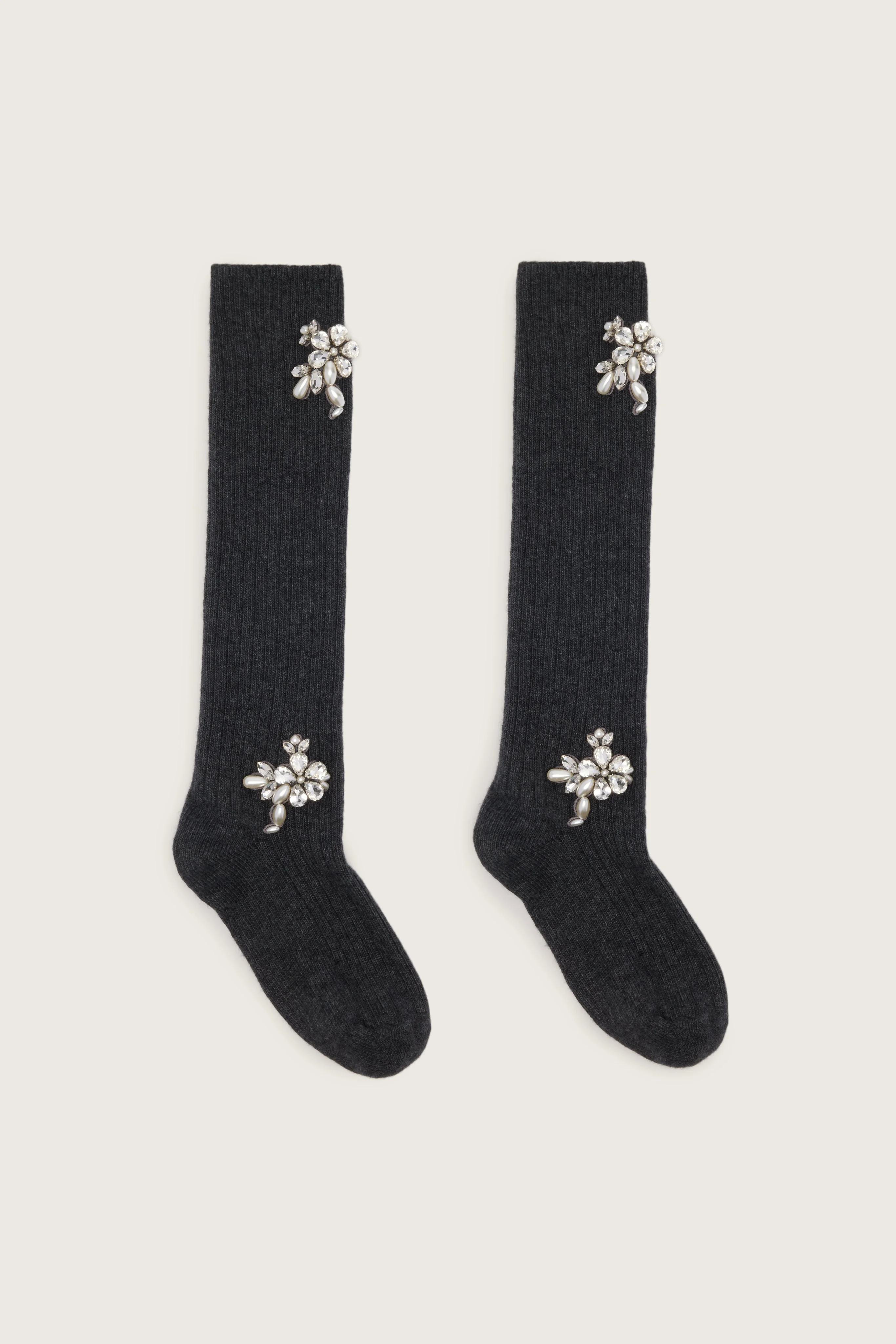 Embellished Rose Knee Socks - 1