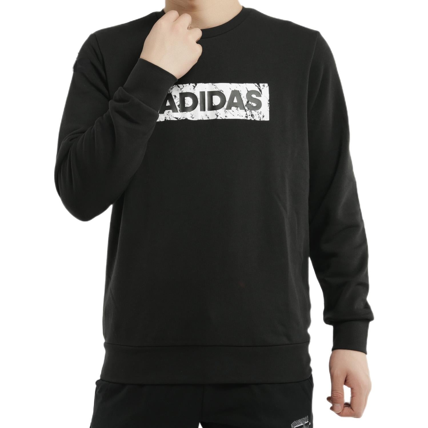 Men's adidas Printing Alphabet Round Neck Pullover Long Sleeves Black DW4601 - 6