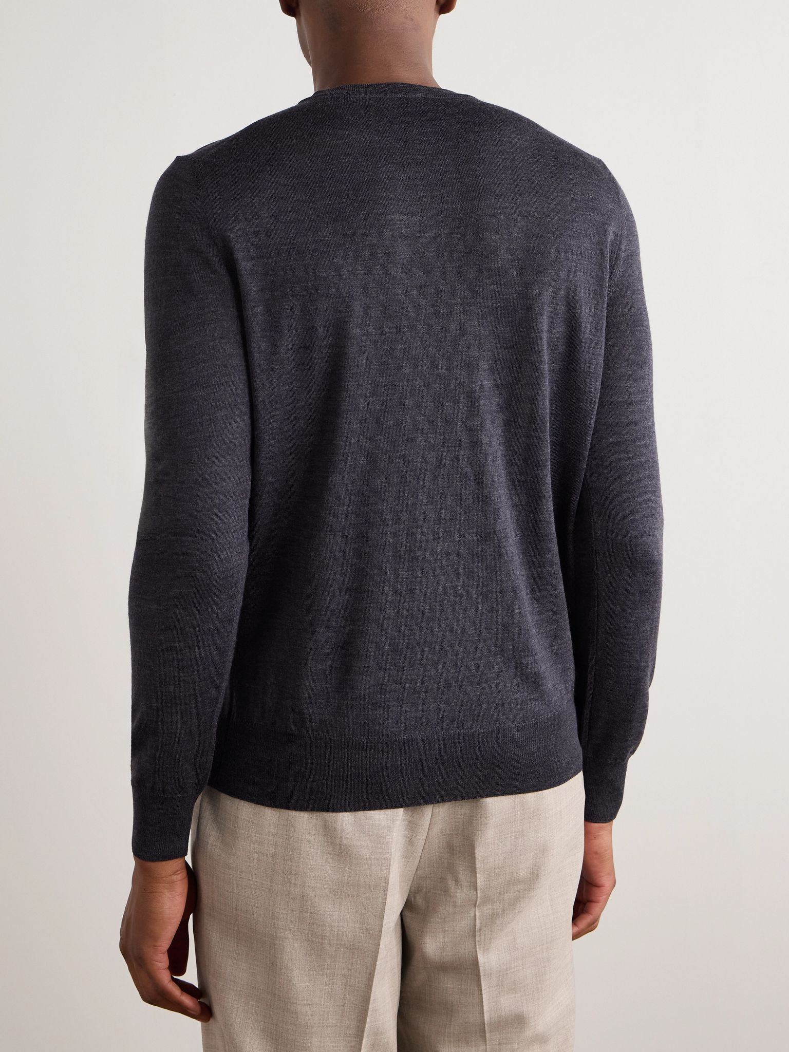 Slim-Fit Wool Sweater Navy - 4