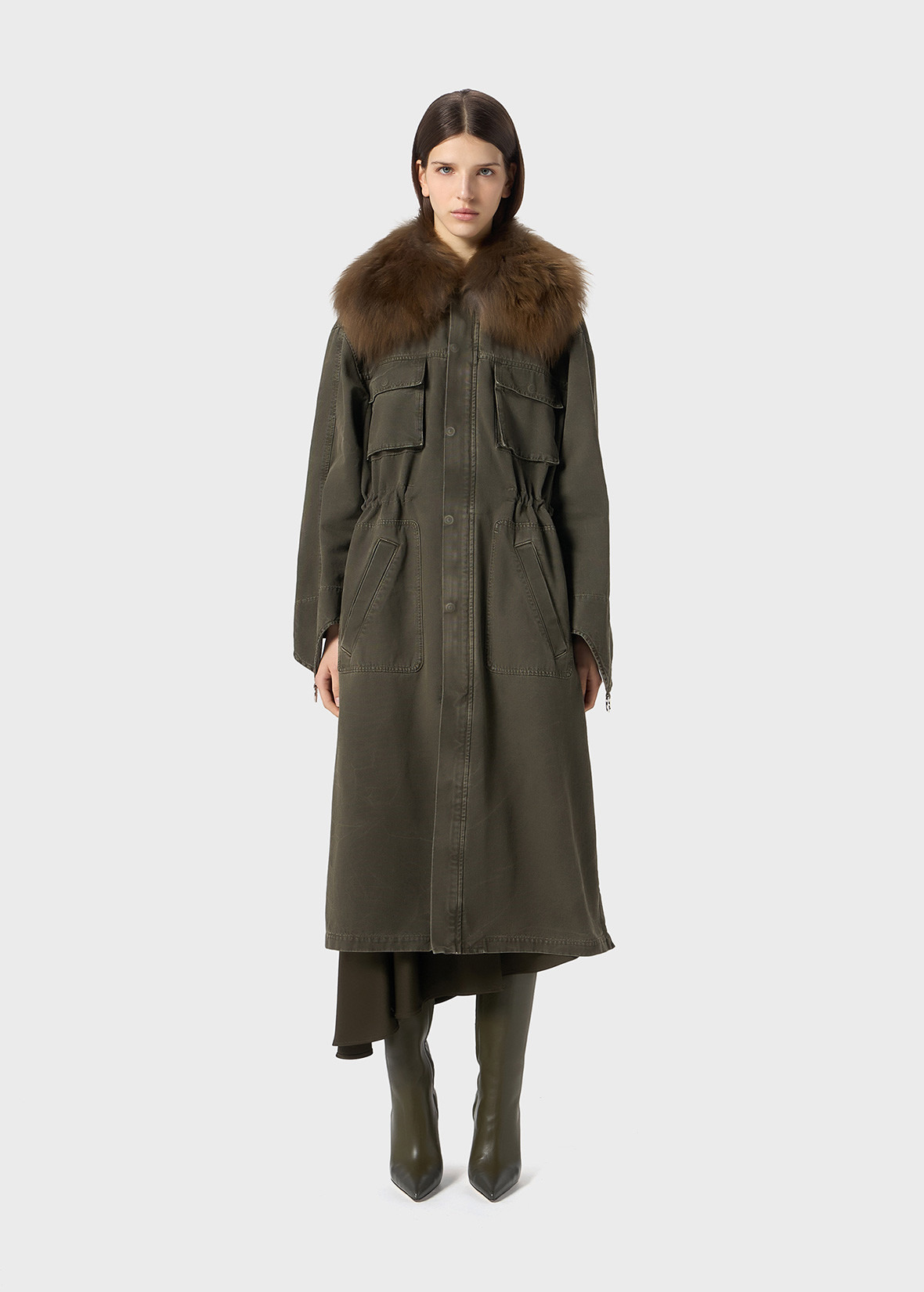 CANVAS PARKA JACKET WITH FAUX FUR COLLAR - 3