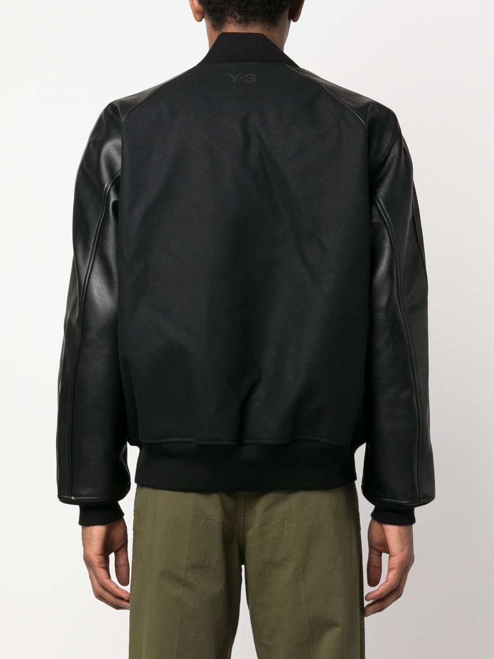 contrast-sleeves flannel bomber jacket - 4