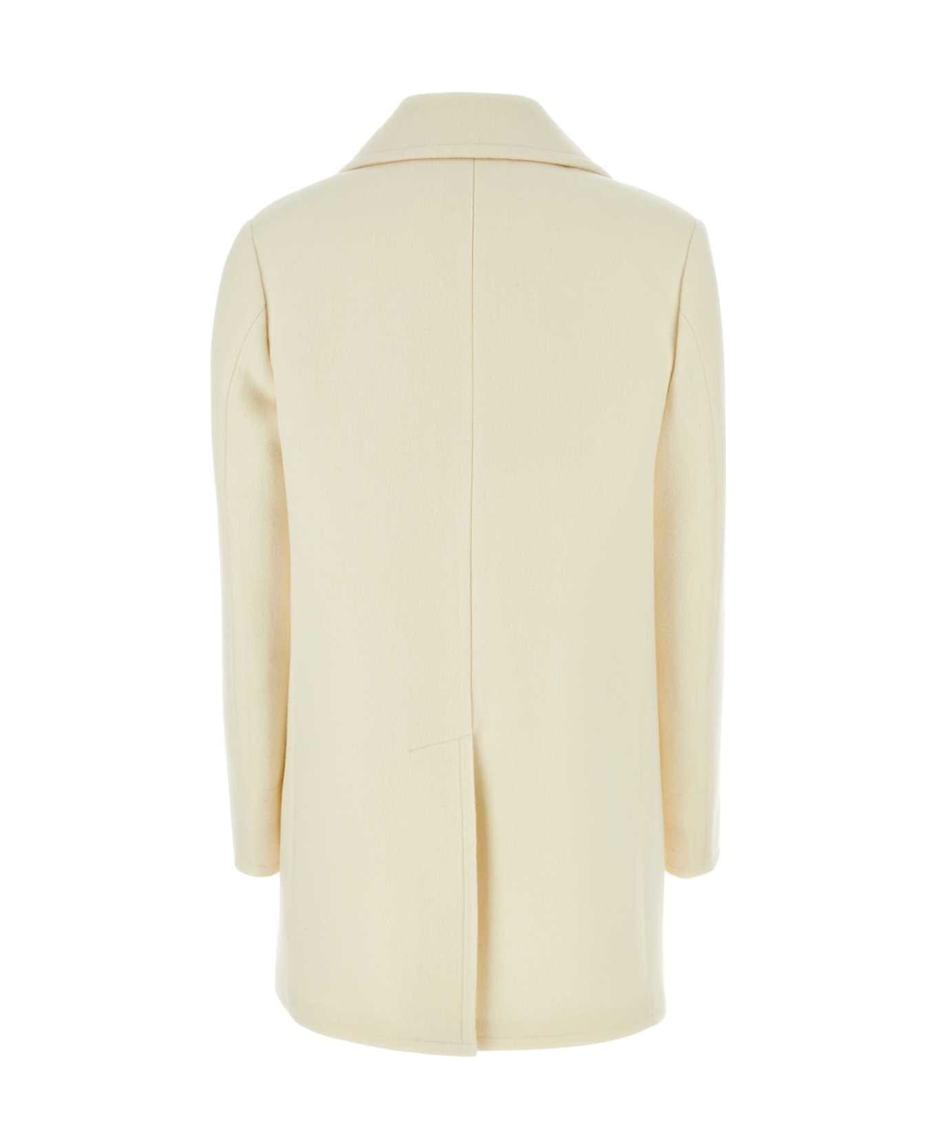 Ivory Wool Blend Coat - 2