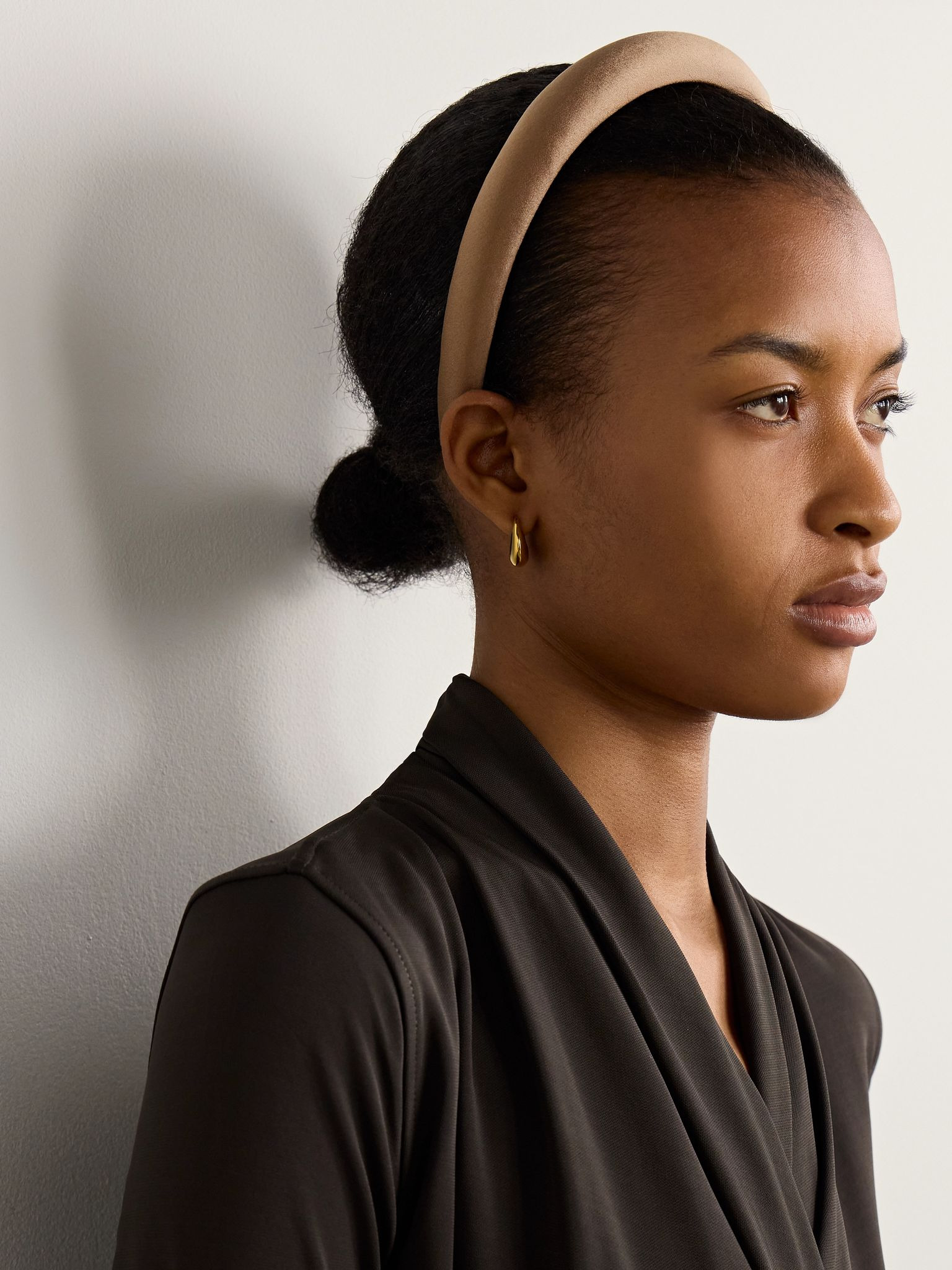 Tori silk-satin headband Brown - 2