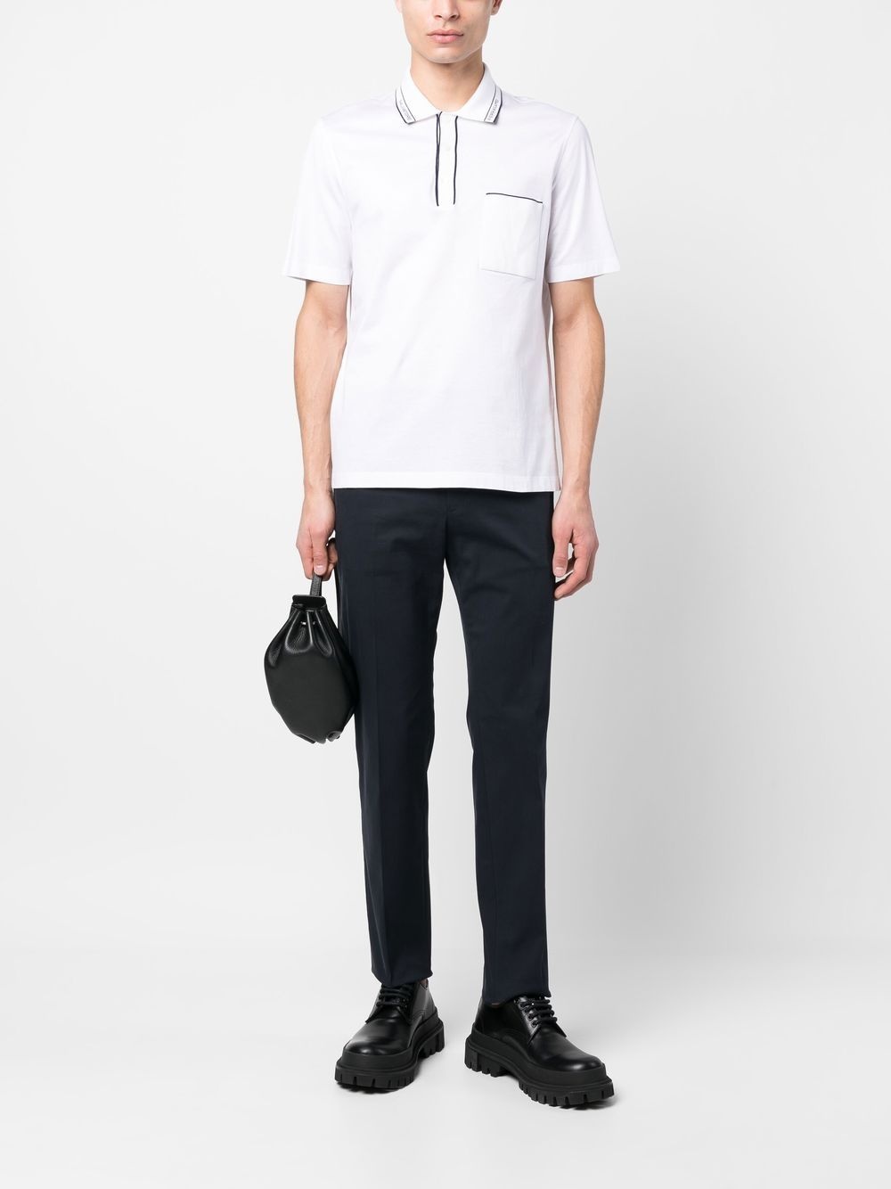 logo-plaque stretch cotton trousers - 2