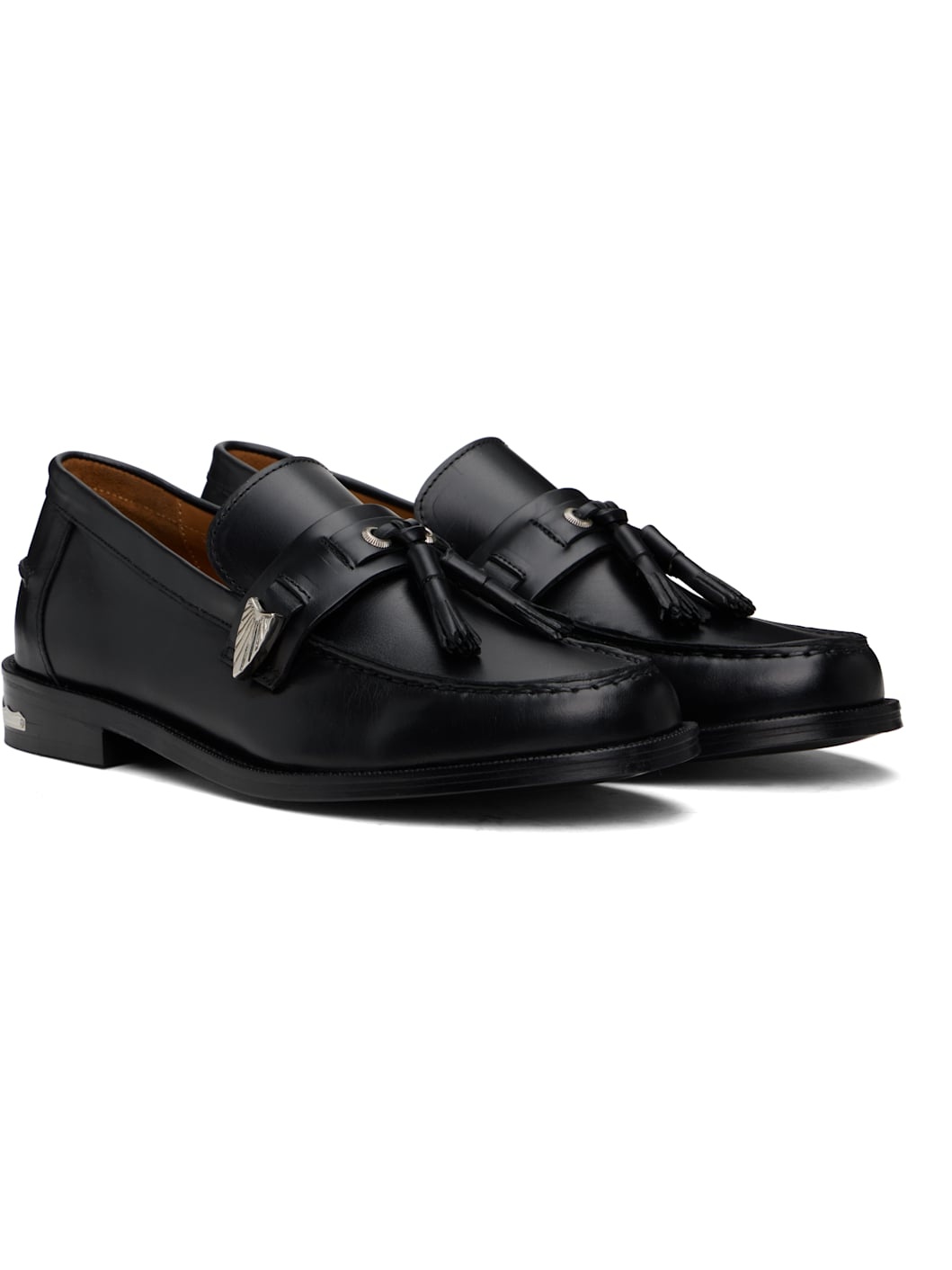 Black Hard Leather Loafers - 4