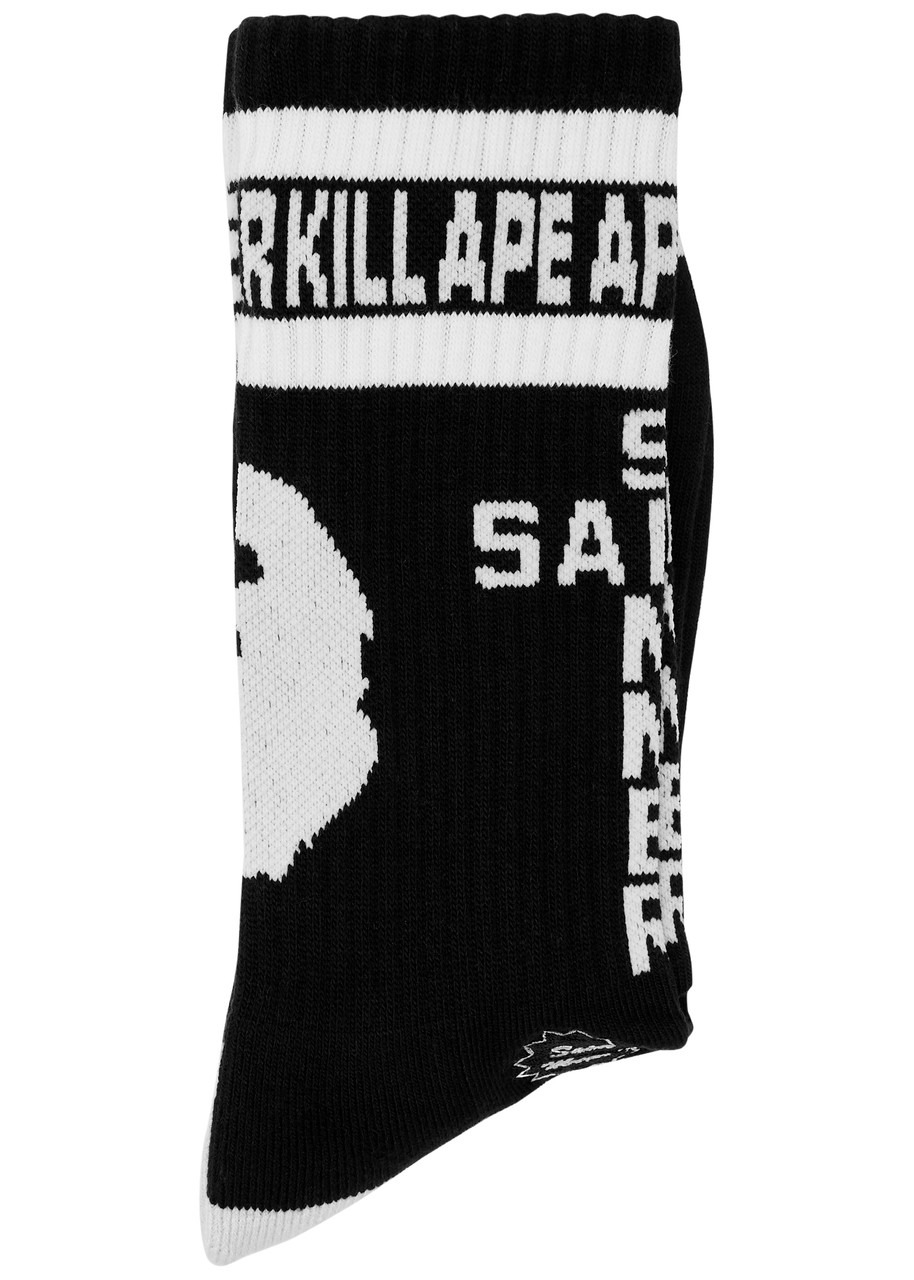 Saint Mxxxxxx X A Bathing Ape Logo Cotton-blend Socks - 3