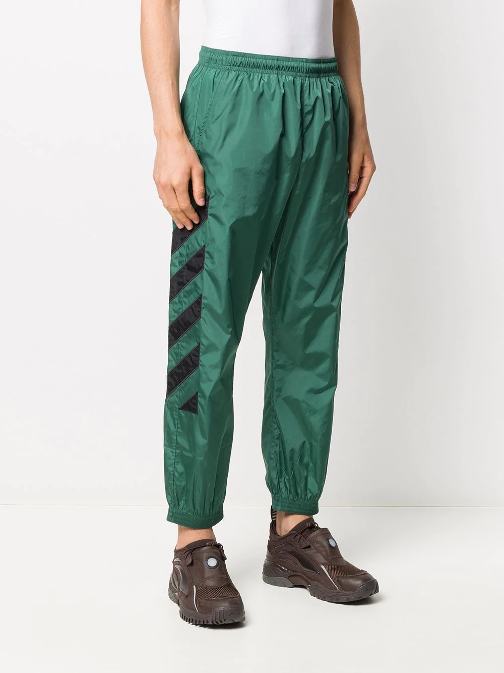 diagonal stripes technical fabric trousers - 3