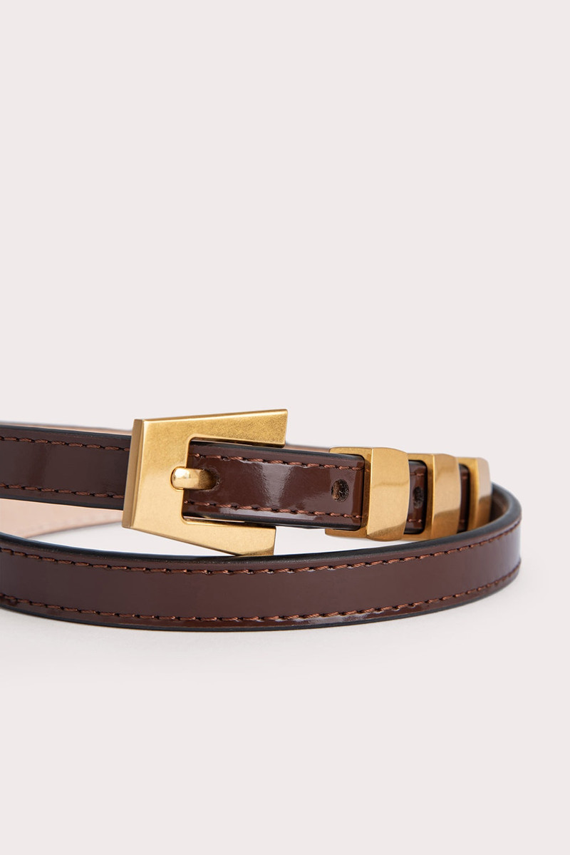 BY FAR Vic Brown Semi Patent Leather outlook