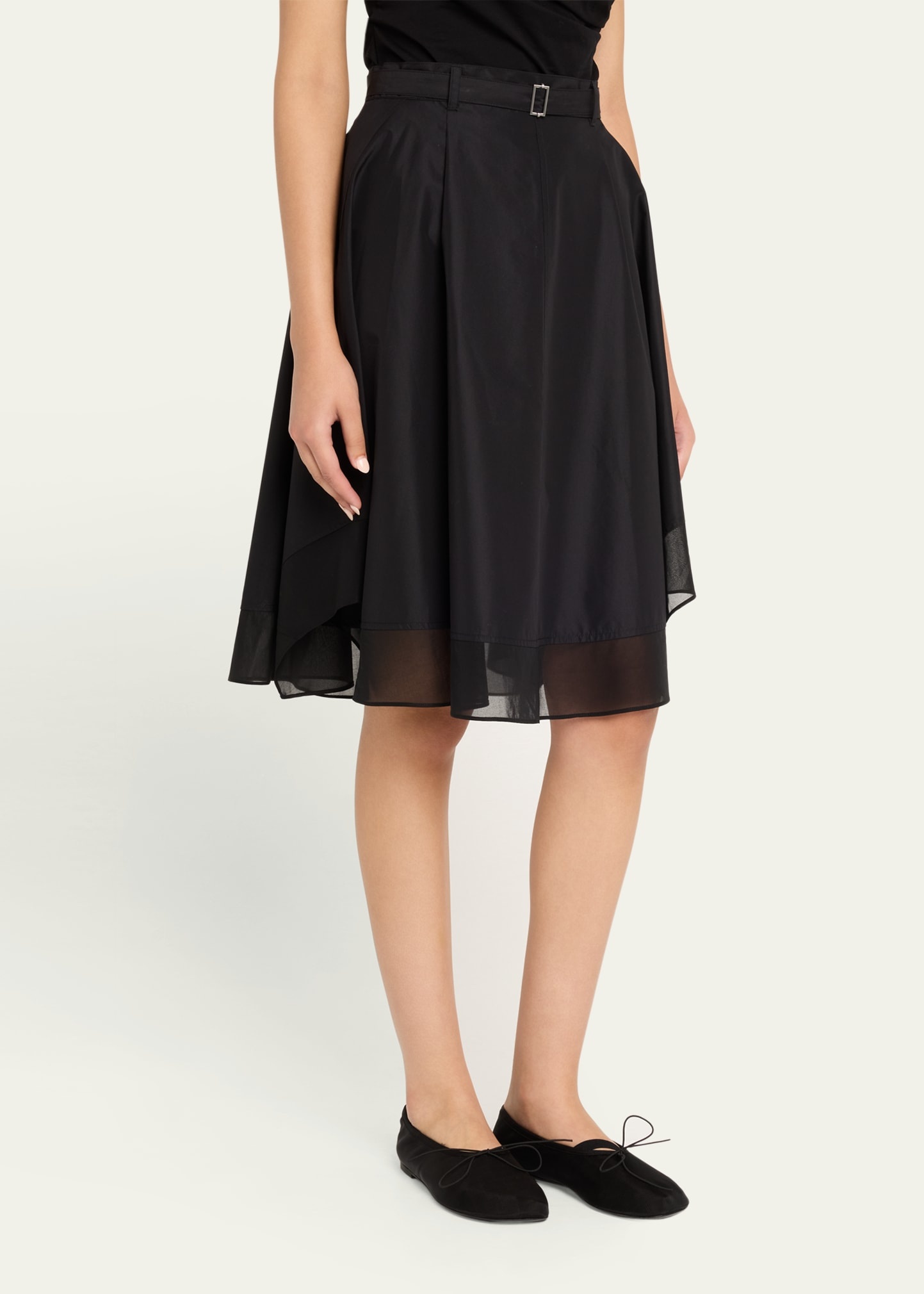 Flounce Chiffon-Hem Midi Skirt - 4